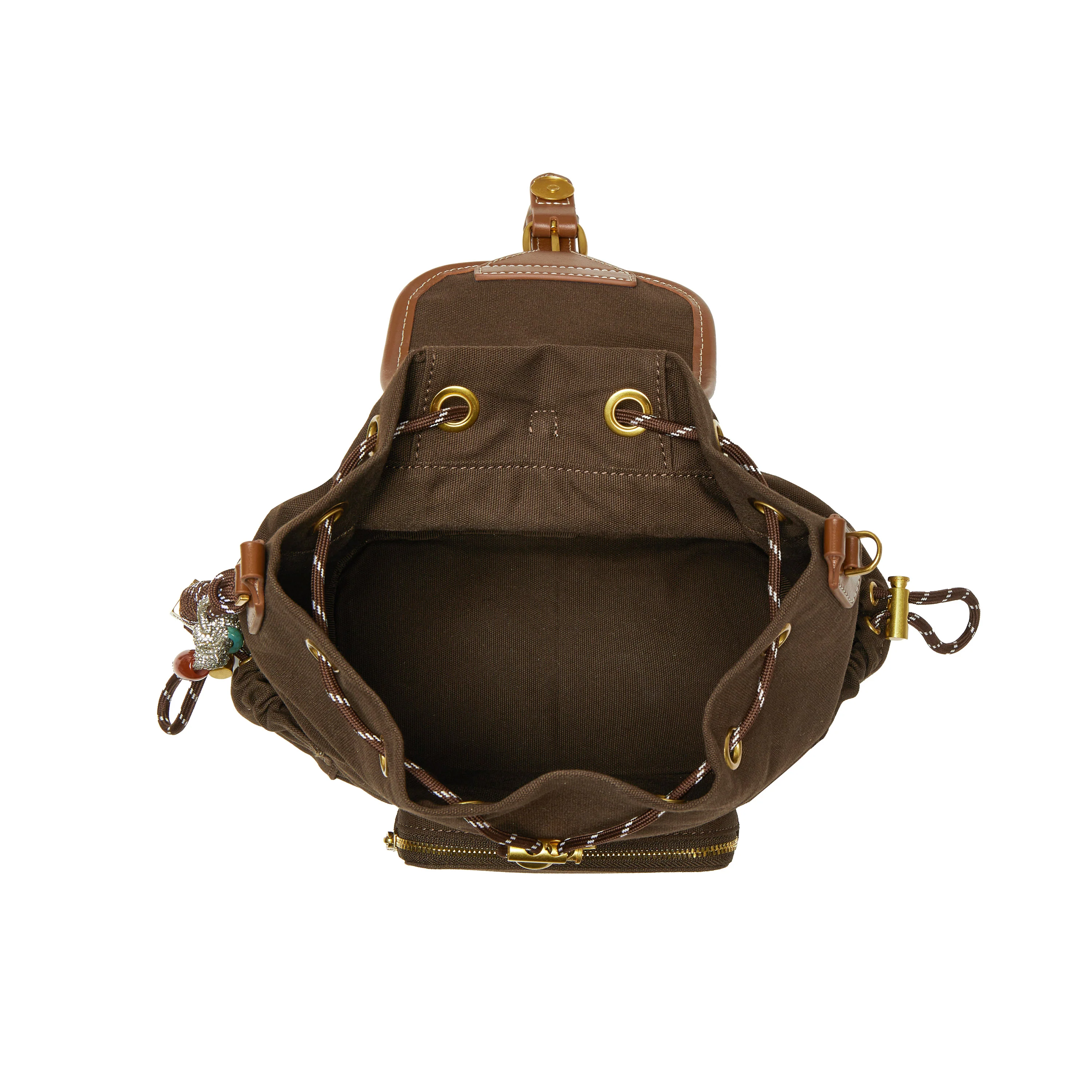 Backpack - Vintage Backpack with Leather Trim X8389 - Image 5