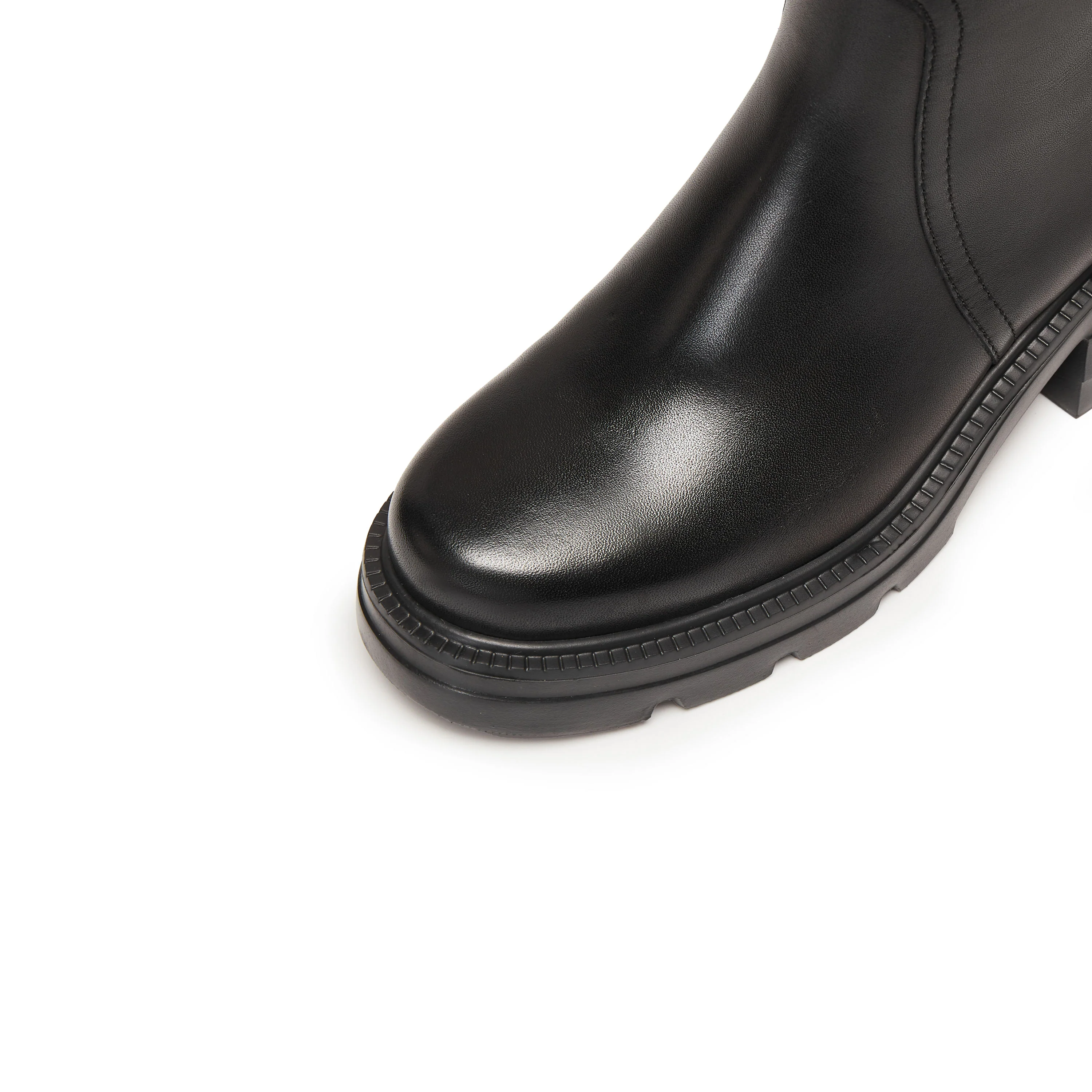 Boots - Black Leather Knee-High Boots with Buckle Detail EEZ42 - Image 12