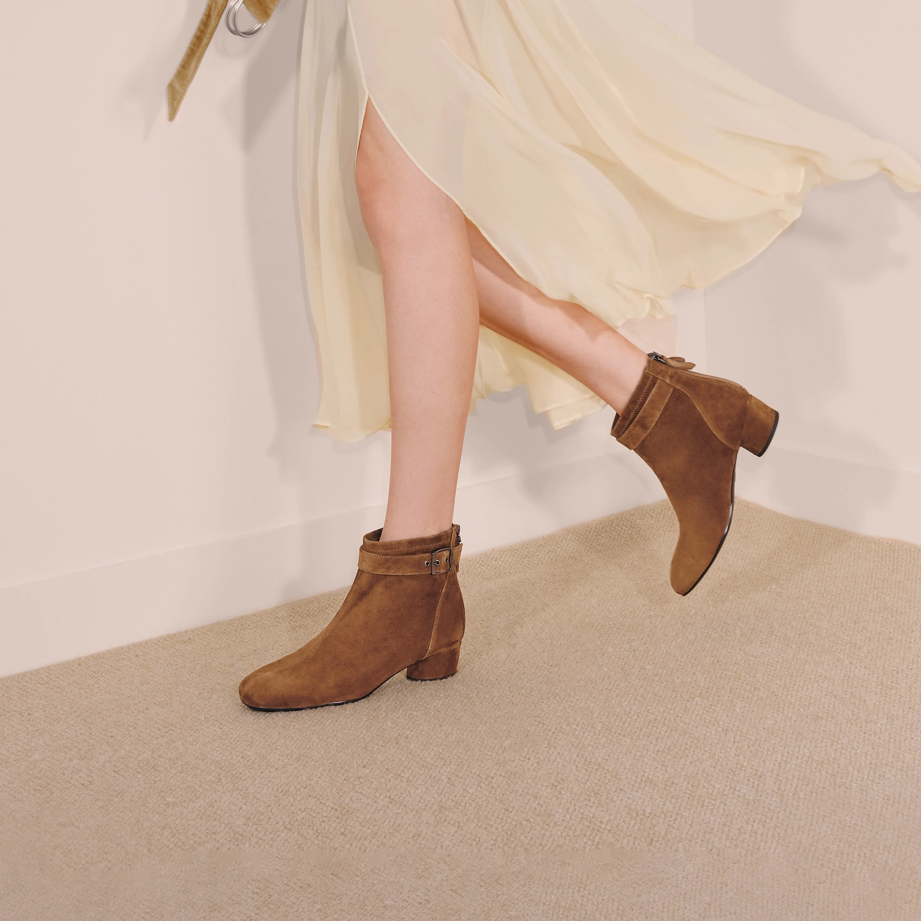 Boots - Suede Ankle Boots with Buckle Strap Y8901 - Image 3
