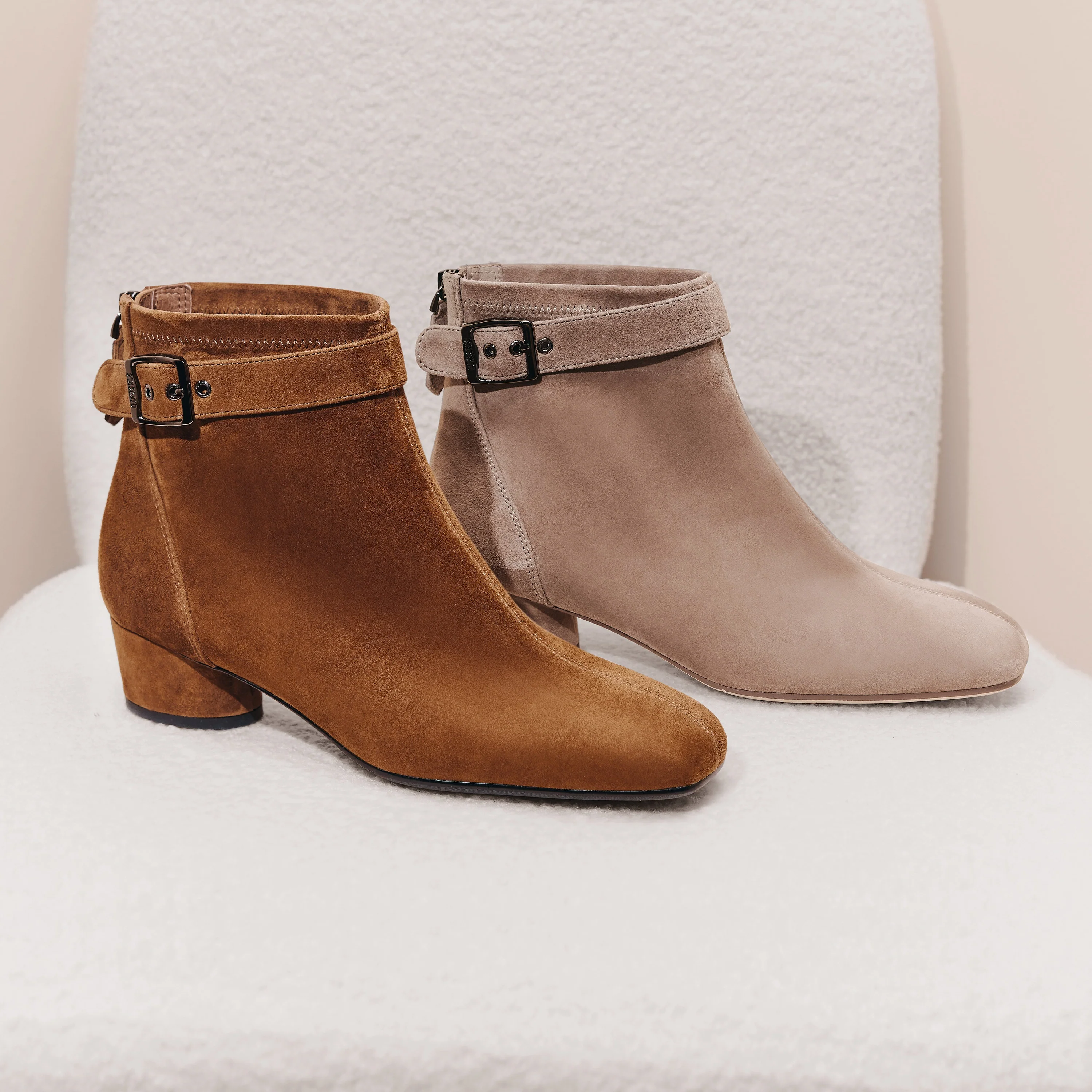 Boots - Suede Ankle Boots with Buckle Strap Y8901 - Image 4