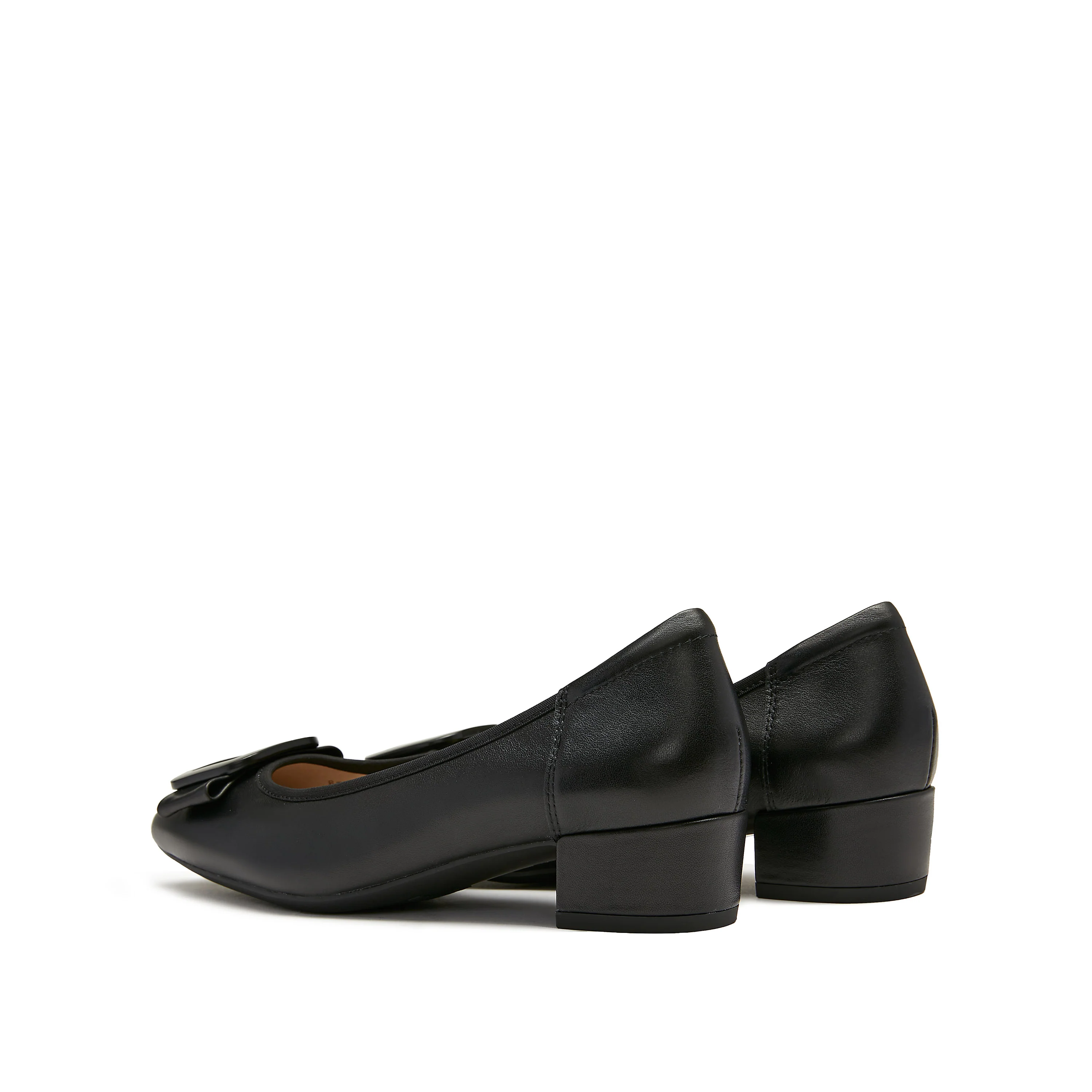 Court Shoes - Leather Bow Buckle Block Heel Mid Pumps EGU03 - Image 10