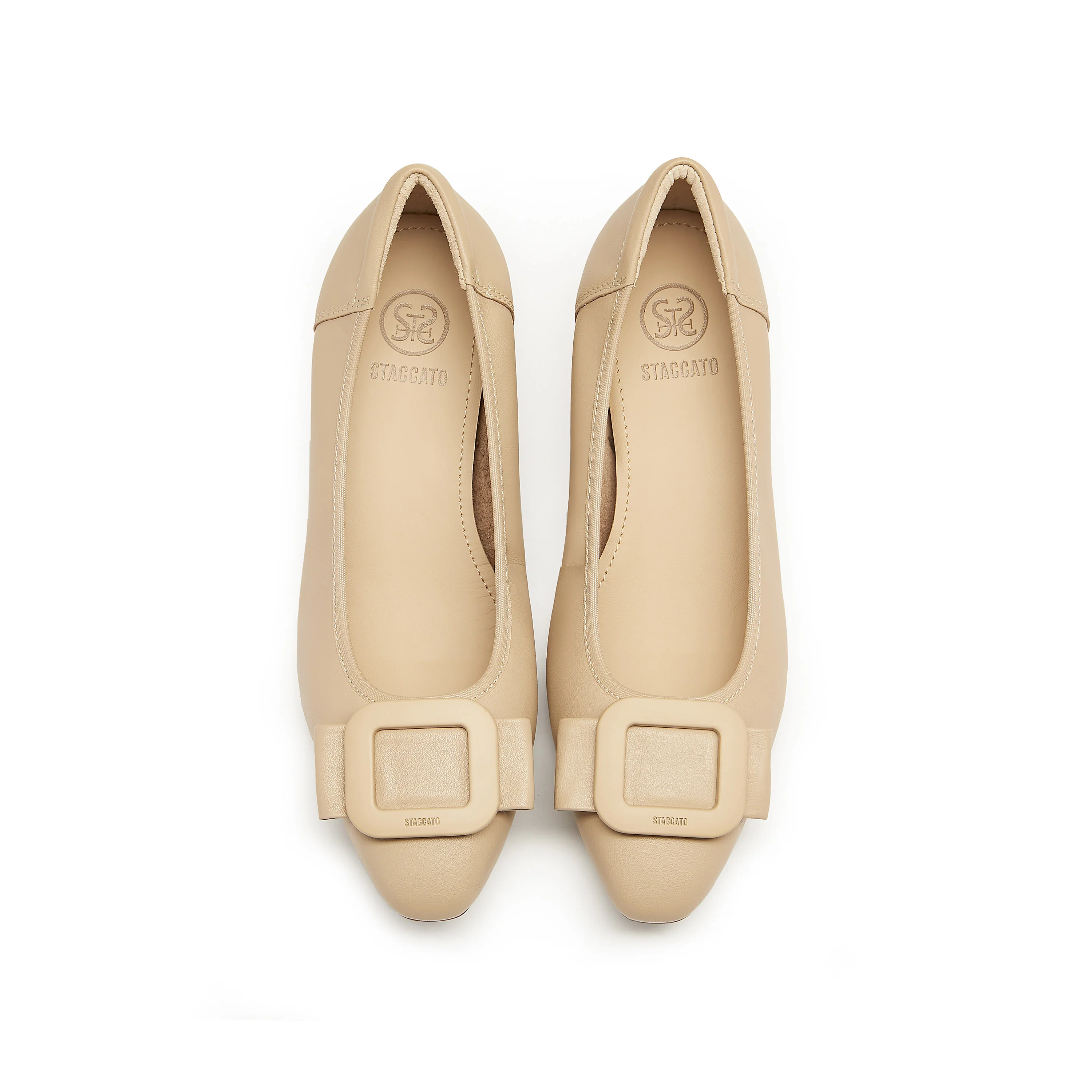 Court Shoes - Leather Bow Buckle Block Heel Mid Pumps EGU03 - Image 6