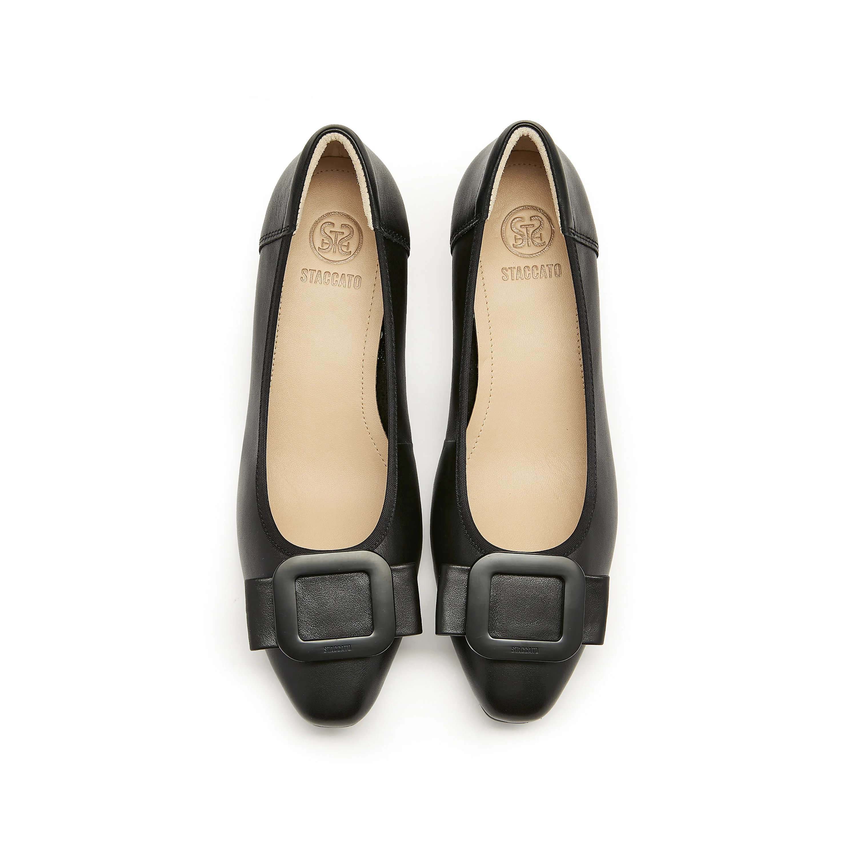 Court Shoes - Leather Bow Buckle Block Heel Mid Pumps EGU03 - Image 9