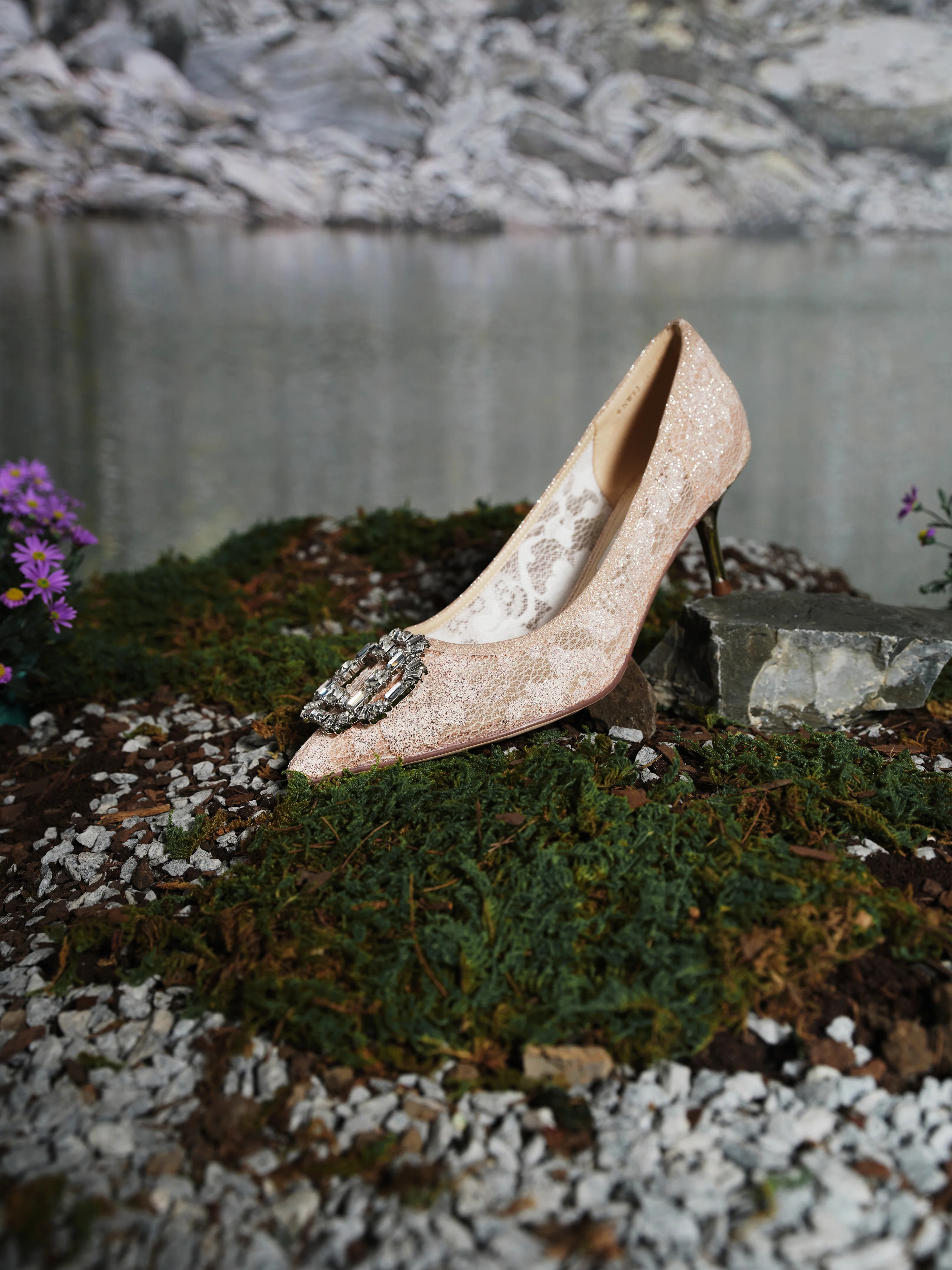 Court Shoes - Pointed Toe Lace Upper Stiletto Heel Pumps 9NW83 - Image 7