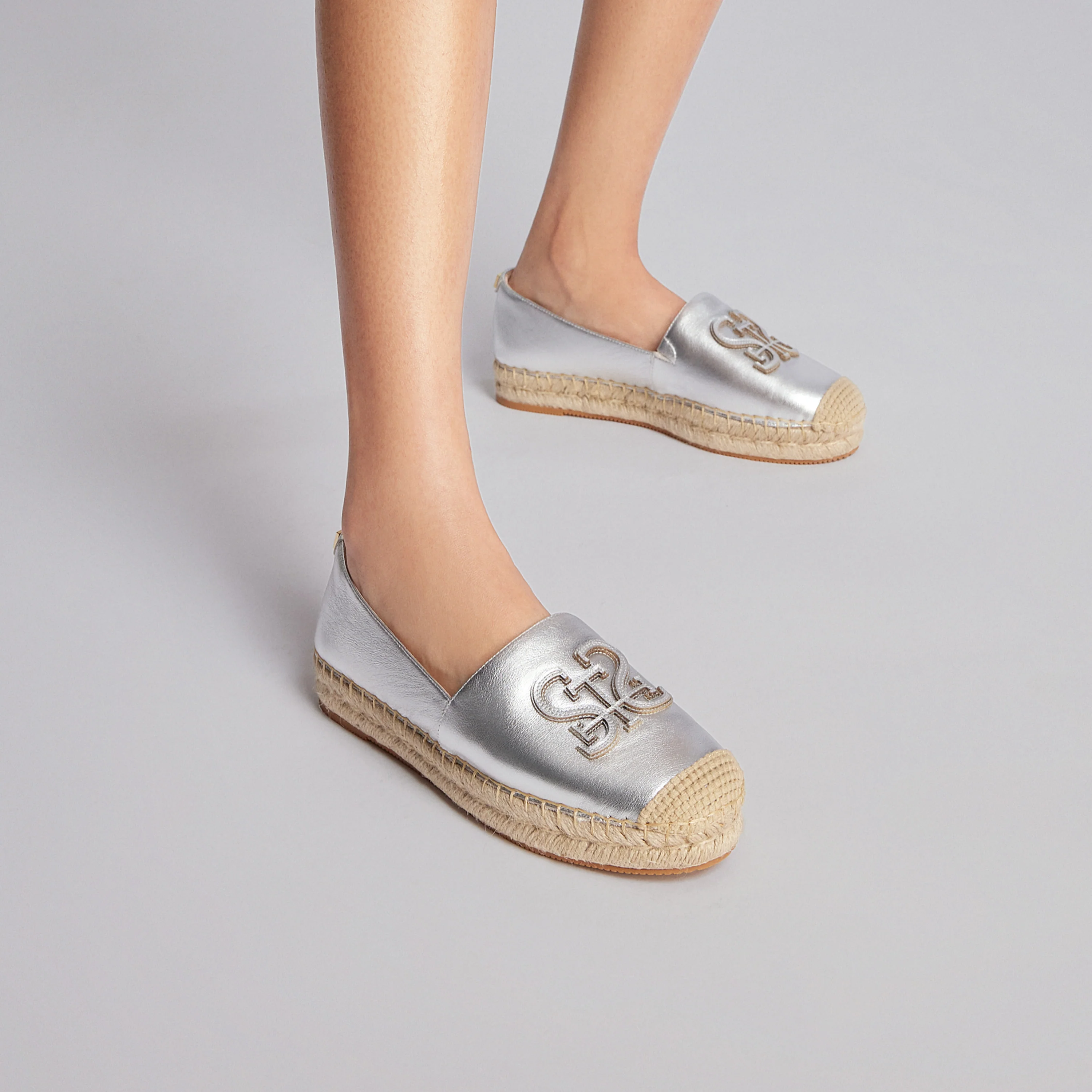 Espadrilles - EspaCharm Grace Silver Barley Slip-On Flats EDT12 - Image 3