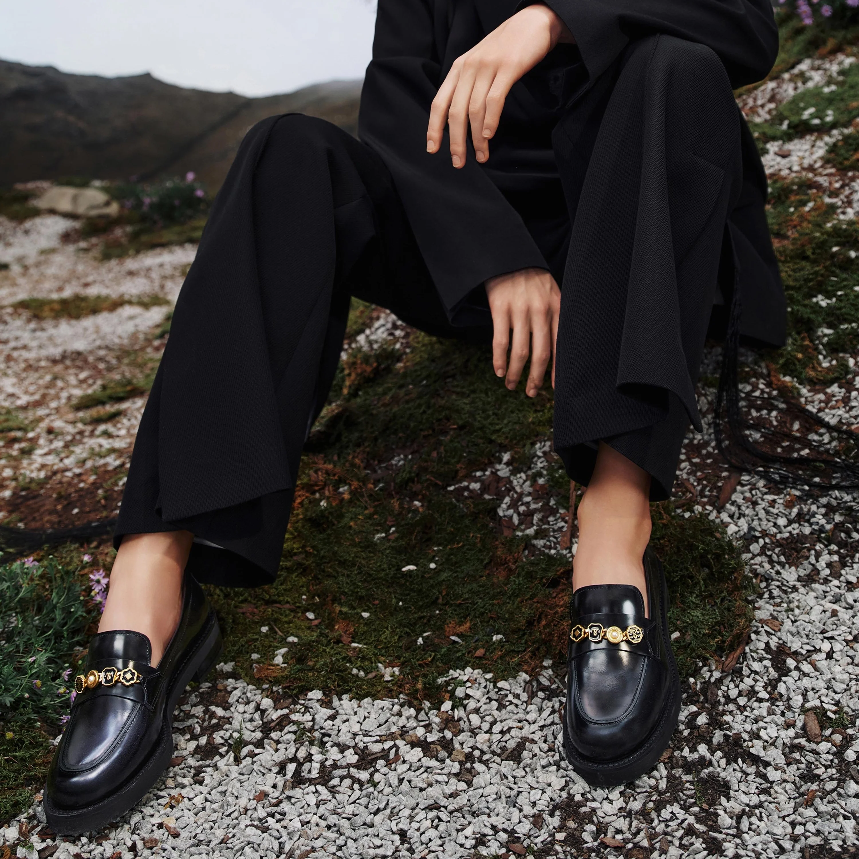 Loafers - Black Calf Leather Penny Detail Loafers 9UL01 - Image 4