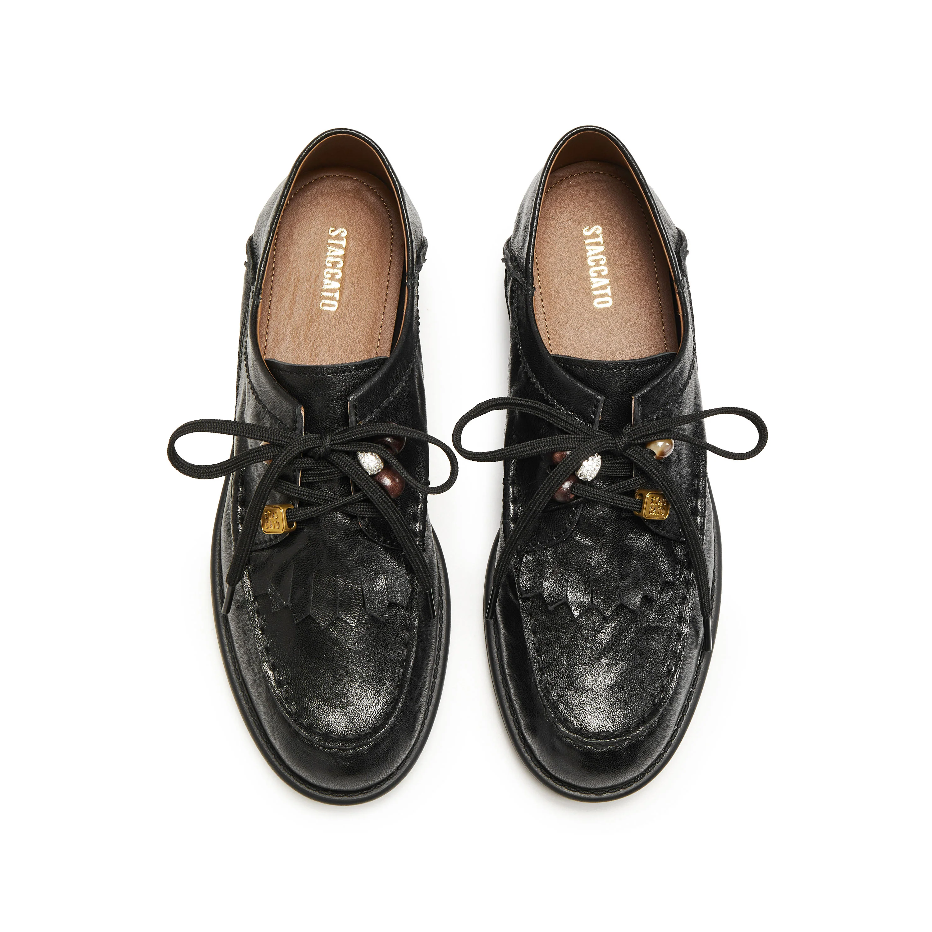 Loafers - Black Leather Slip-On Loafers 9UL25 - Image 3