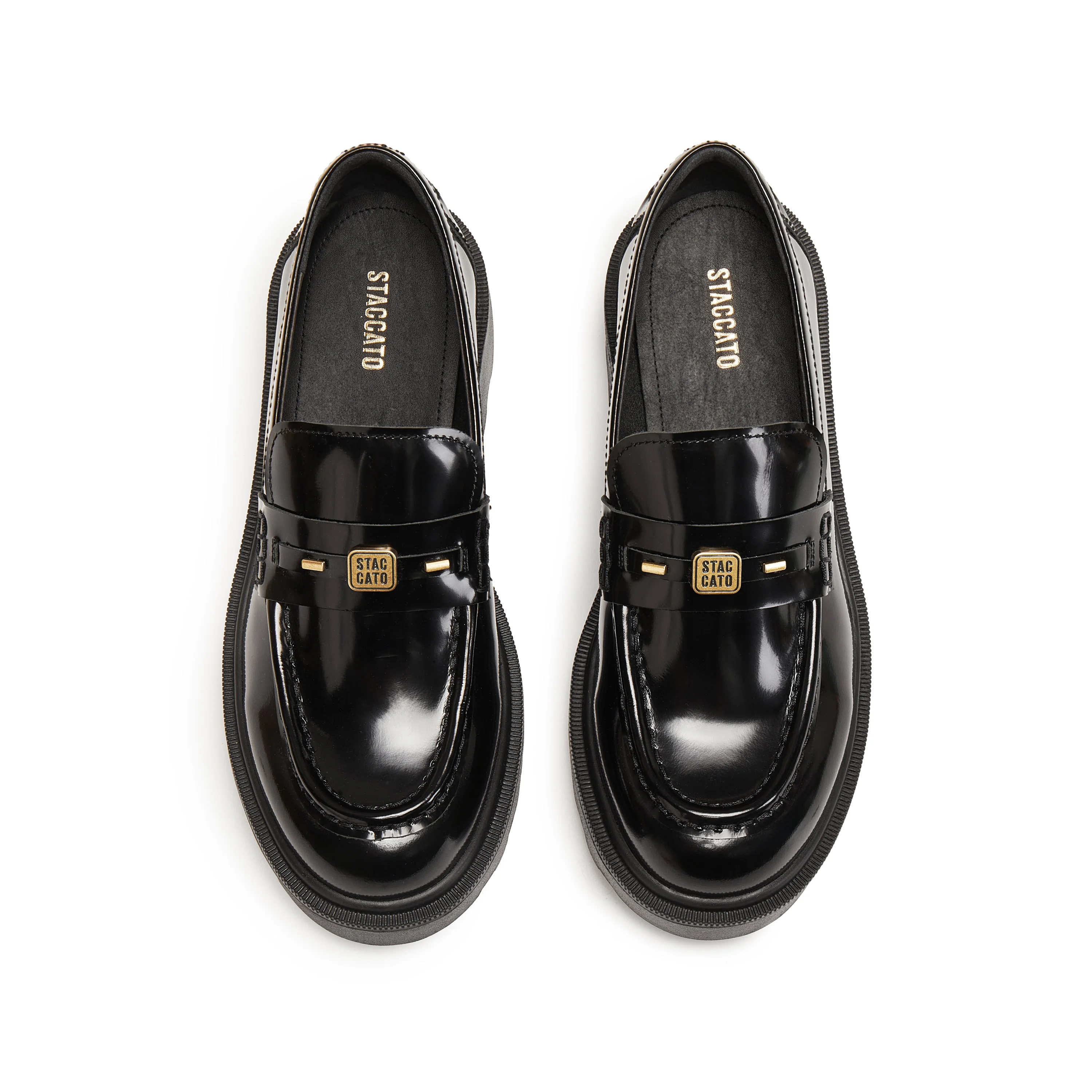 Loafers - Black Leather Slip-On Loafers EGB60 - Image 8