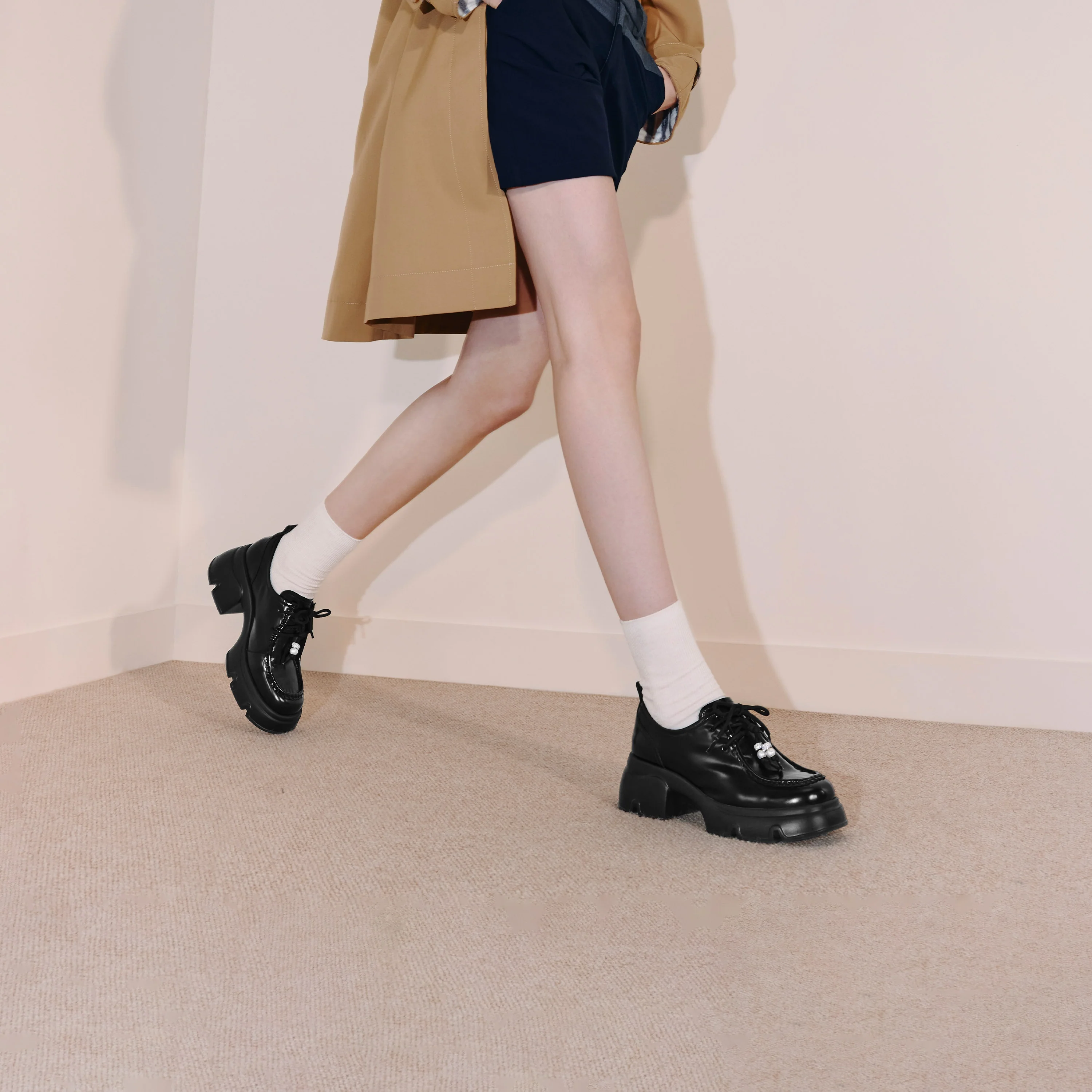 Loafers - Pearl Bow Chunky OxfordPlatform Loafers Y6361 - Image 3