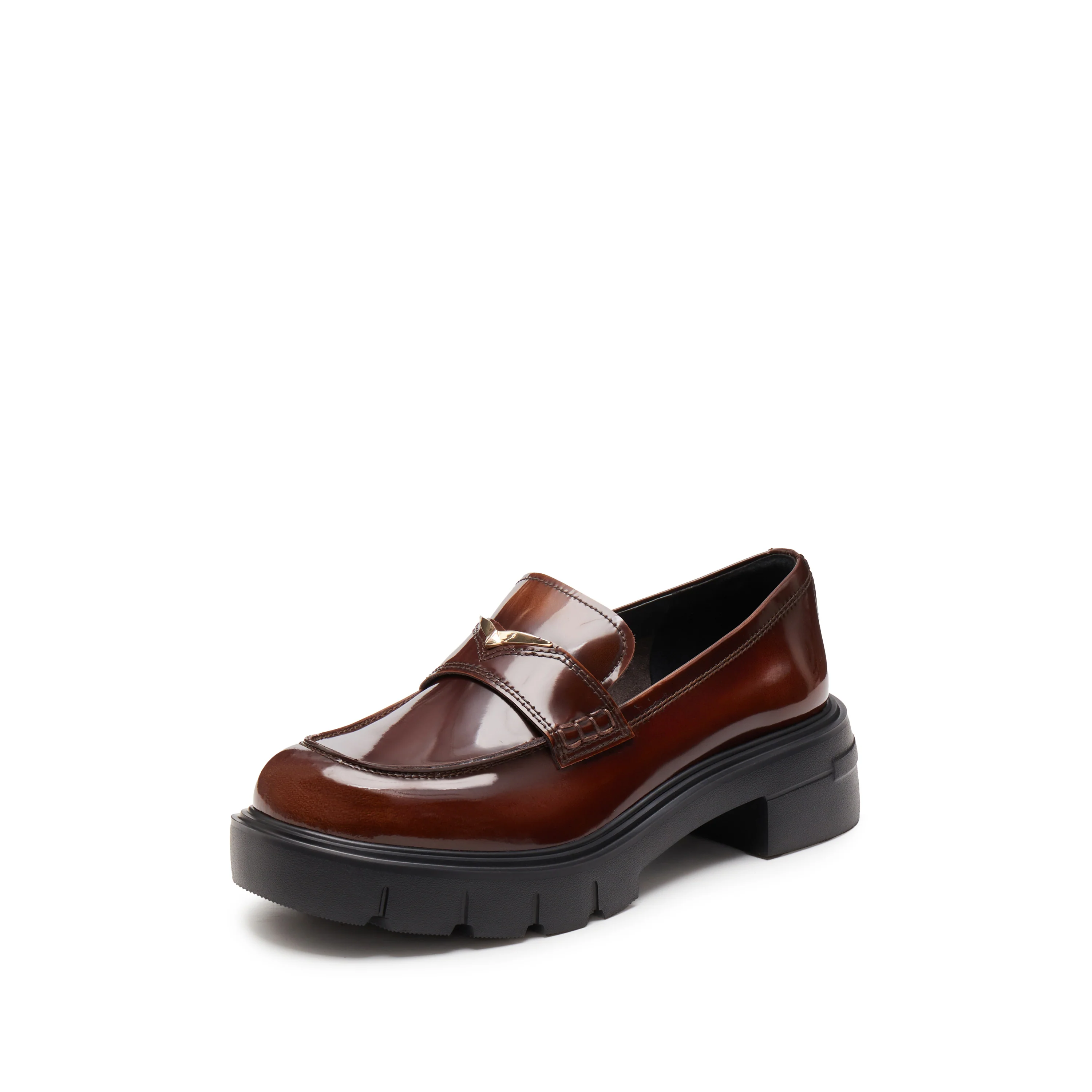 Loafers - Gold Buckle Platform Slip-On Loafers EGB03 - Image 5