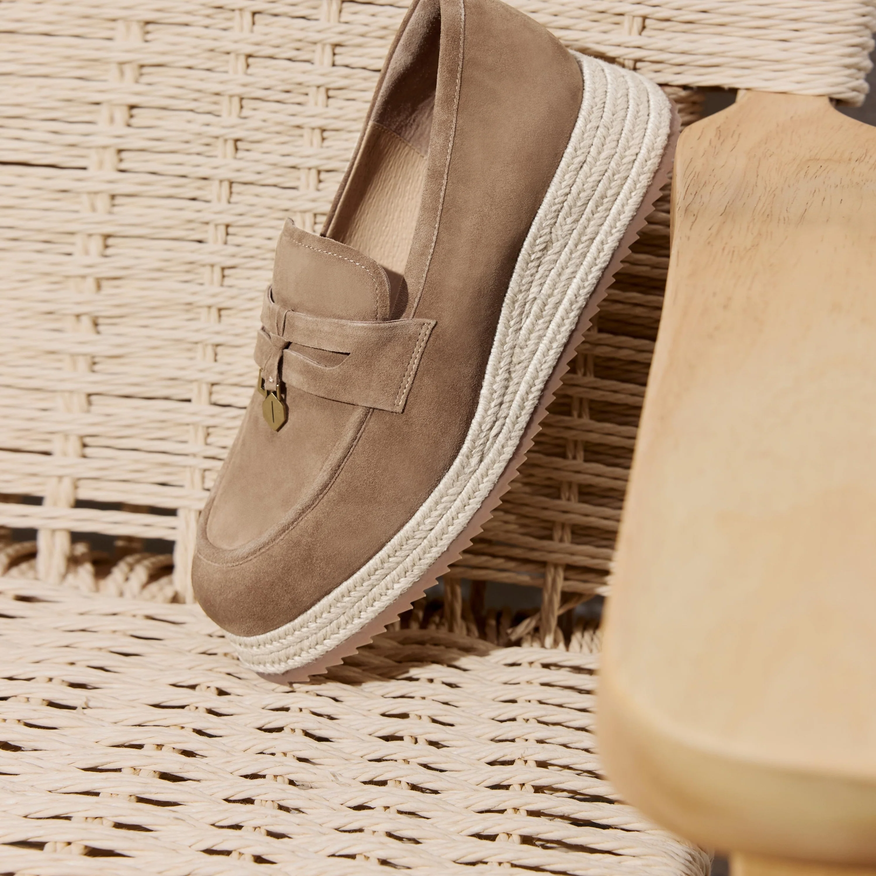 Loafers - Vintage Brown Braided Espadrille Platform Loafers H2263 - Image 5