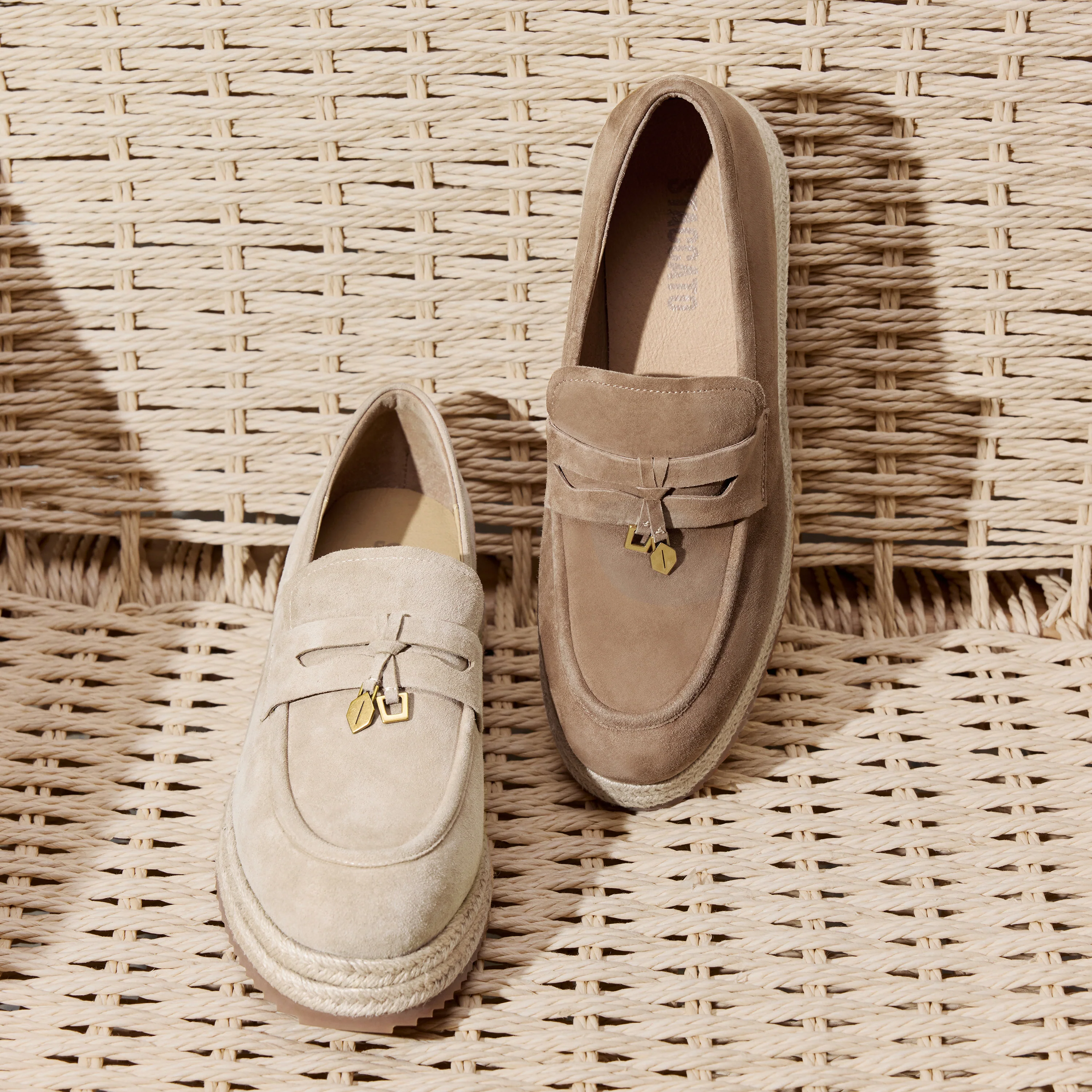Loafers - Vintage Brown Braided Espadrille Platform Loafers H2263 - Image 6