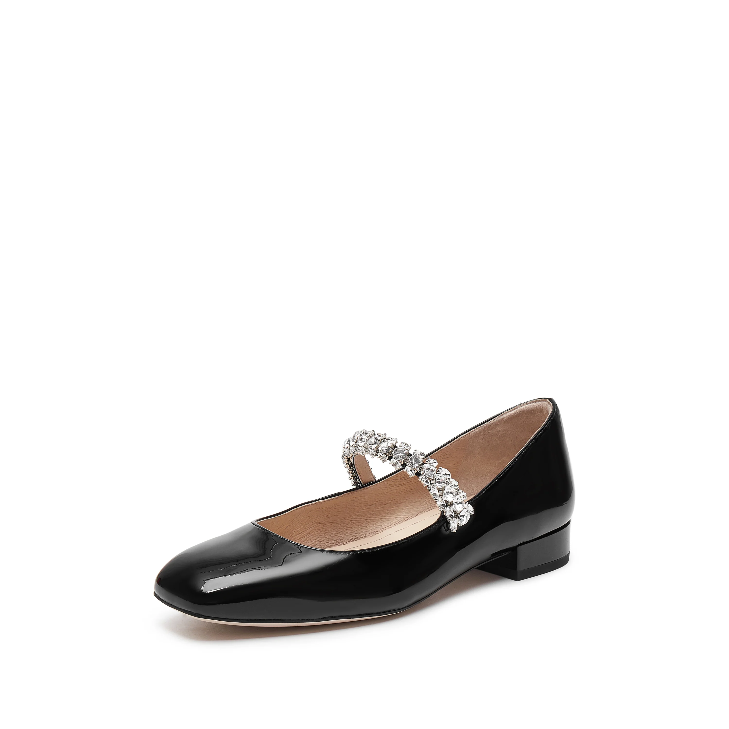 Mary Jane - Vive Blink - Leather Square Toe Rhinestone Strap Mary Janes Flats EUE20 - Image 5