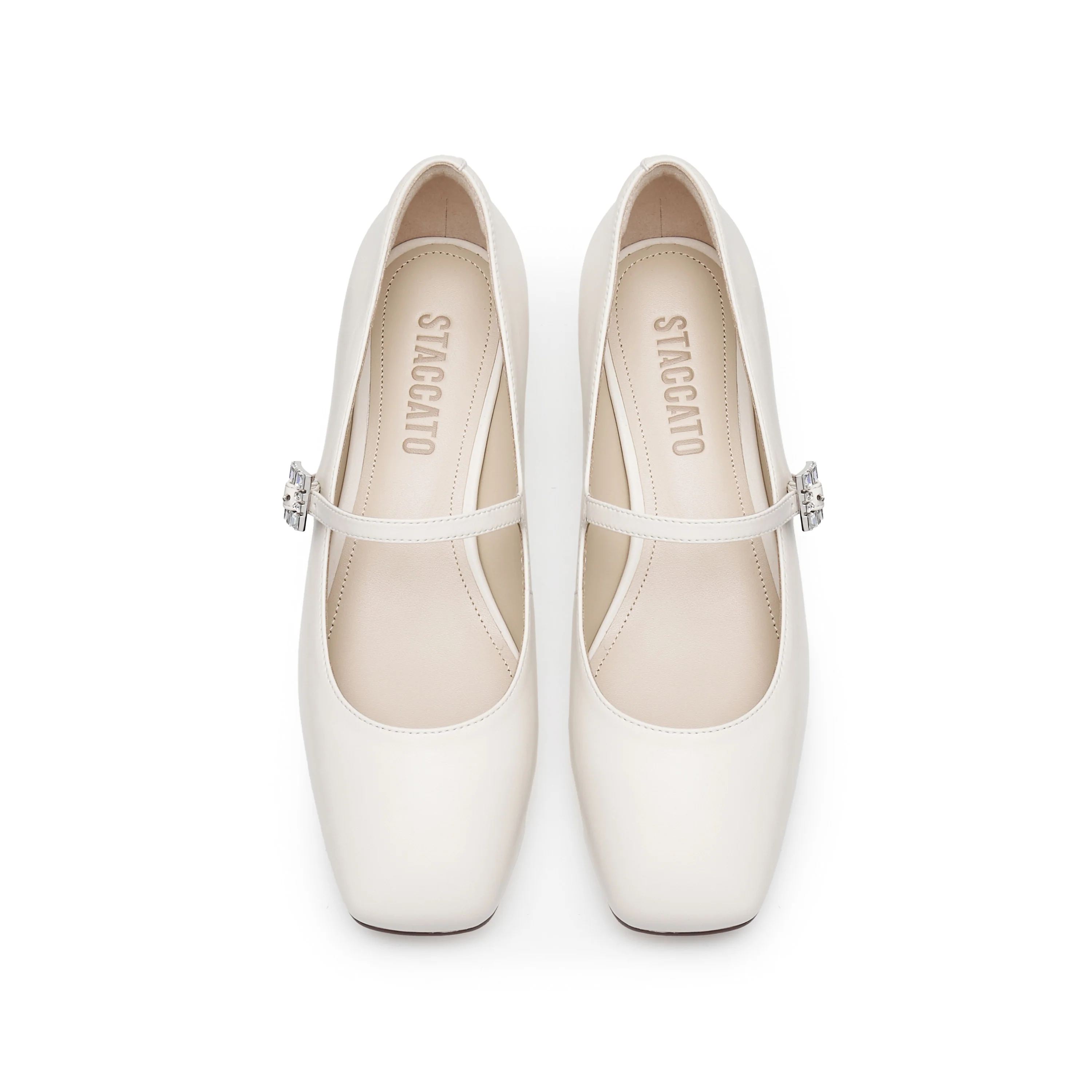 Mary Jane - Fortea Dune - Square Toe Rhinestone Buckle Mid Heel Pumps S1958 - Image 5