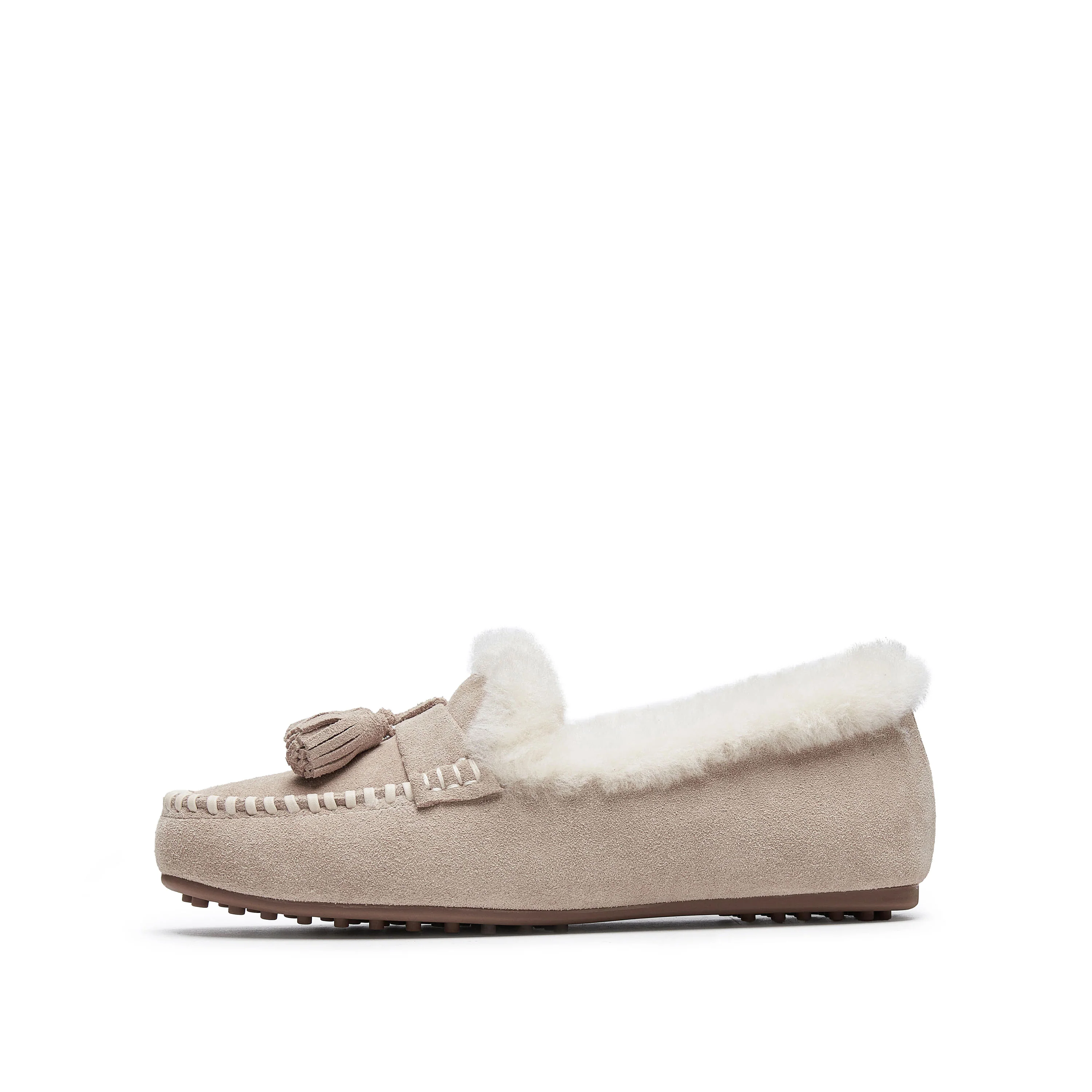 Moccasins - Suede Leather Fur Lined Slip-On Moccasins S9521 - Image 3