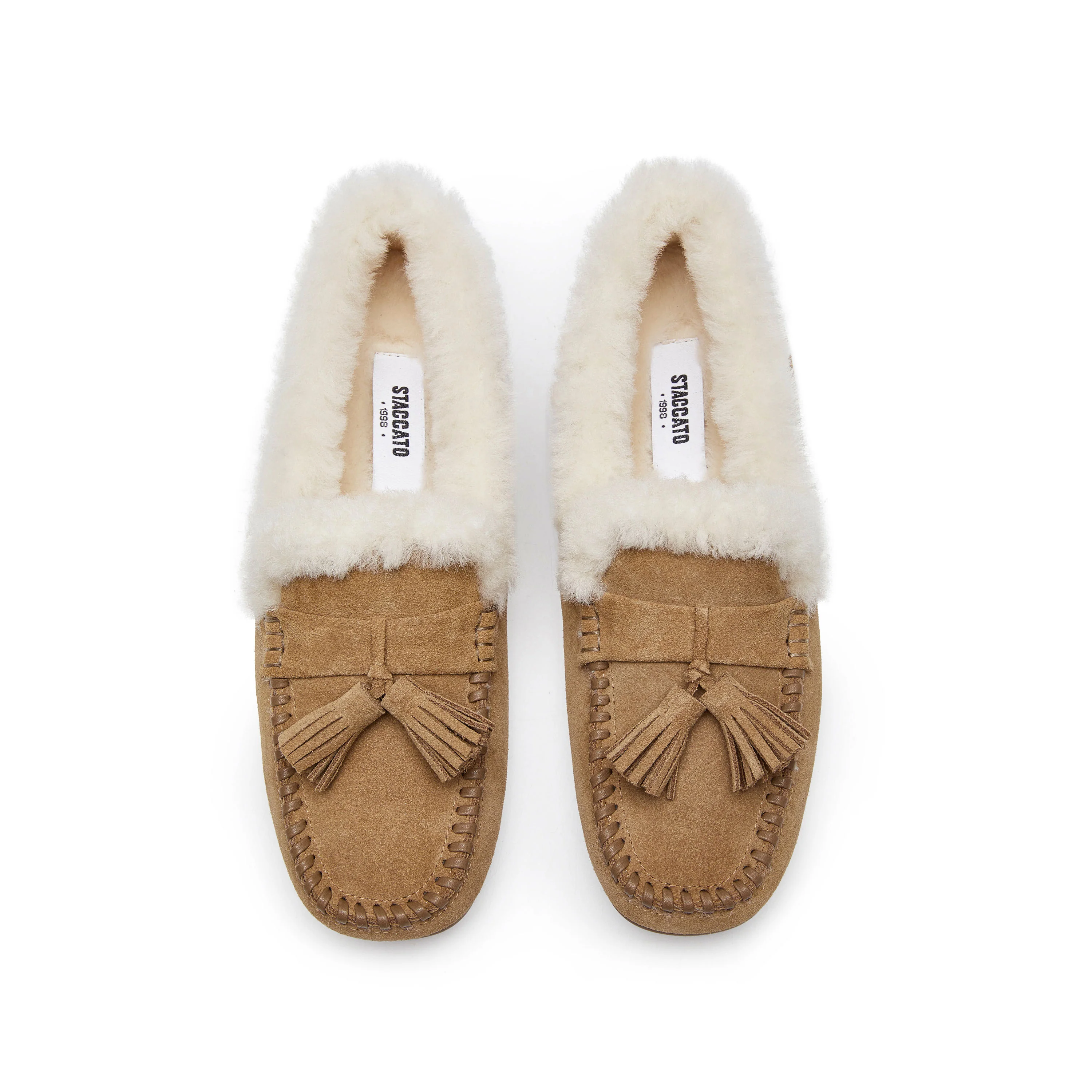 Moccasins - Suede Leather Fur Lined Slip-On Moccasins S9521 - Image 6