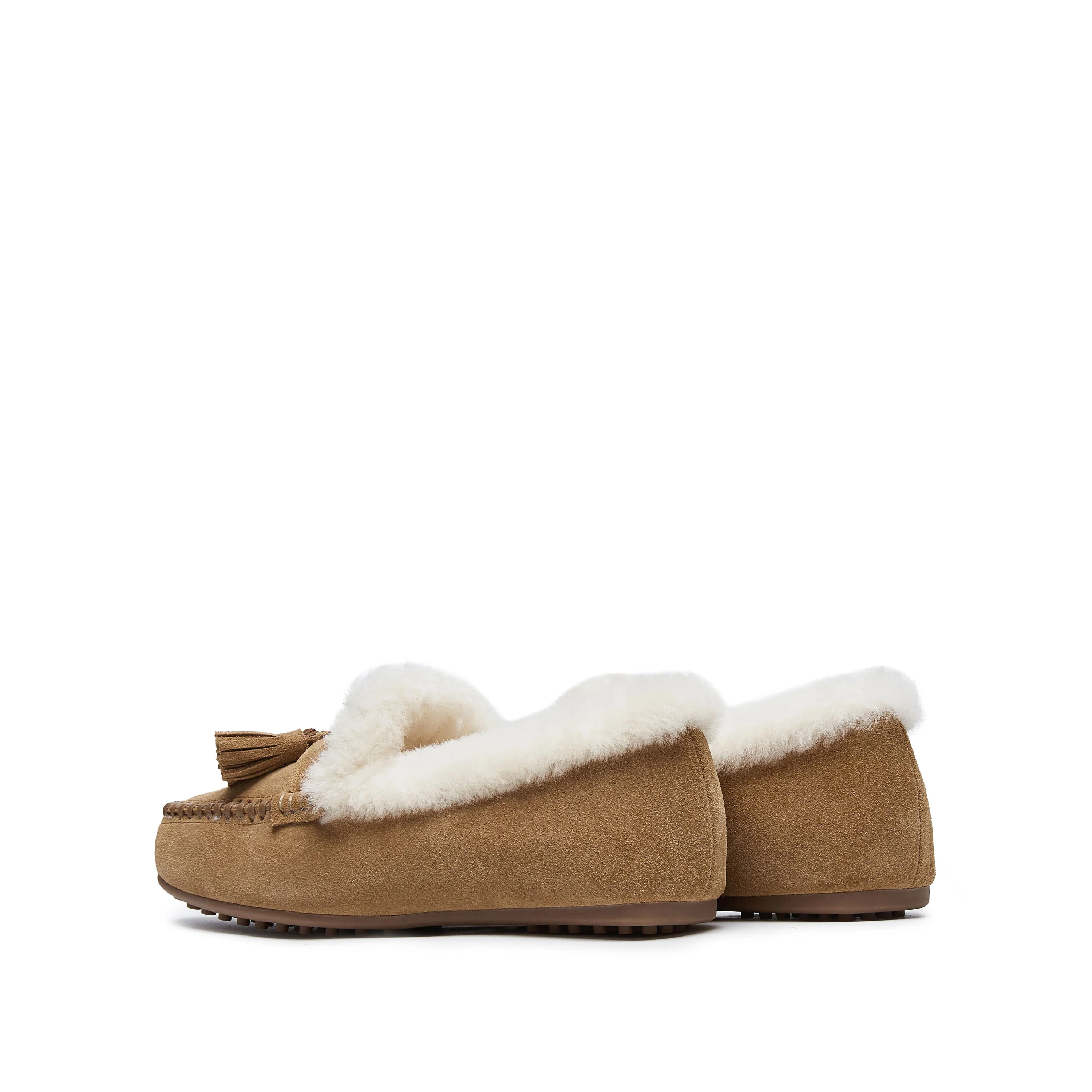Moccasins - Suede Leather Fur Lined Slip-On Moccasins S9521 - Image 8