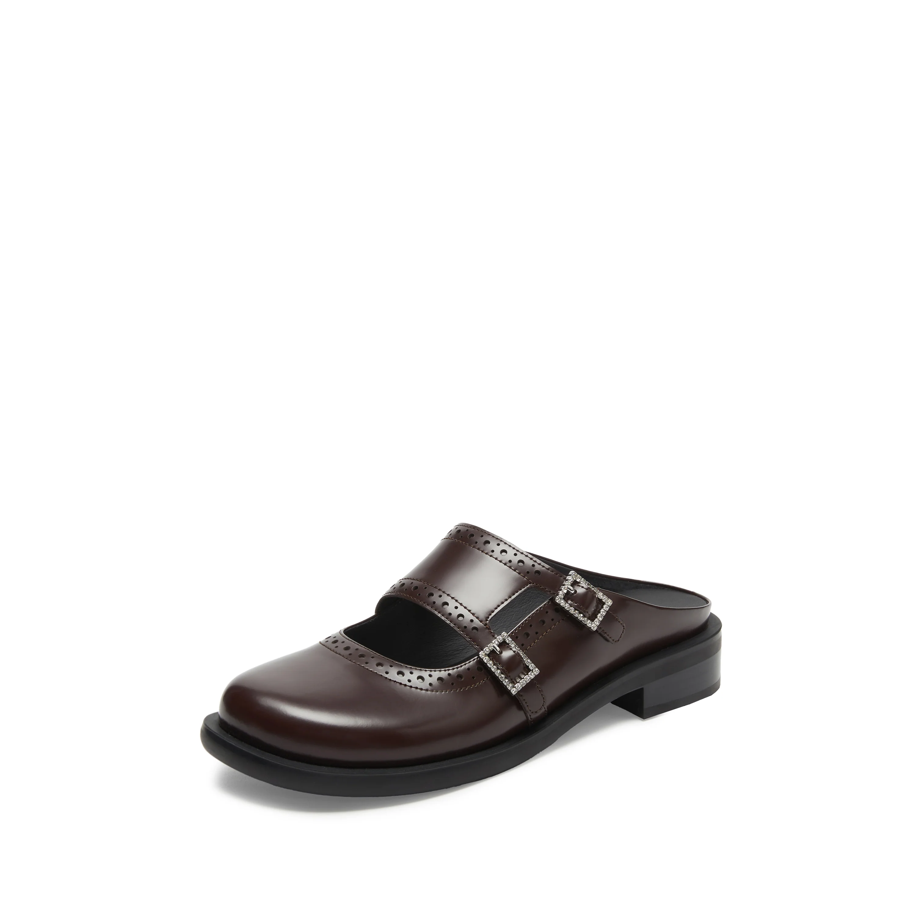 Mules - Leather Round Toe Mary Jane Mules EA717 - Image 5