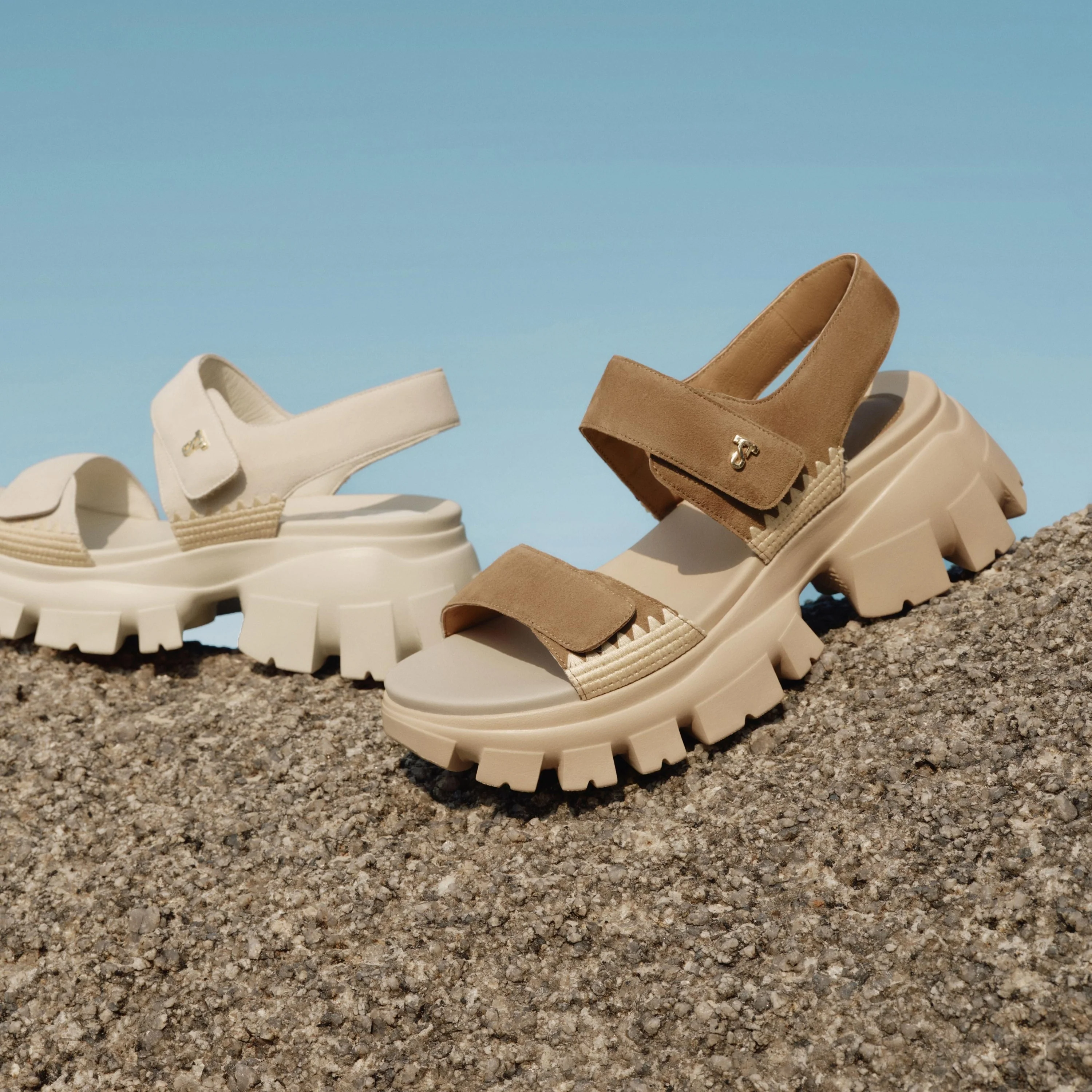 Sandals - "Almond Milk" Chunky Platform Sport Sandals EBK67 - Image 7