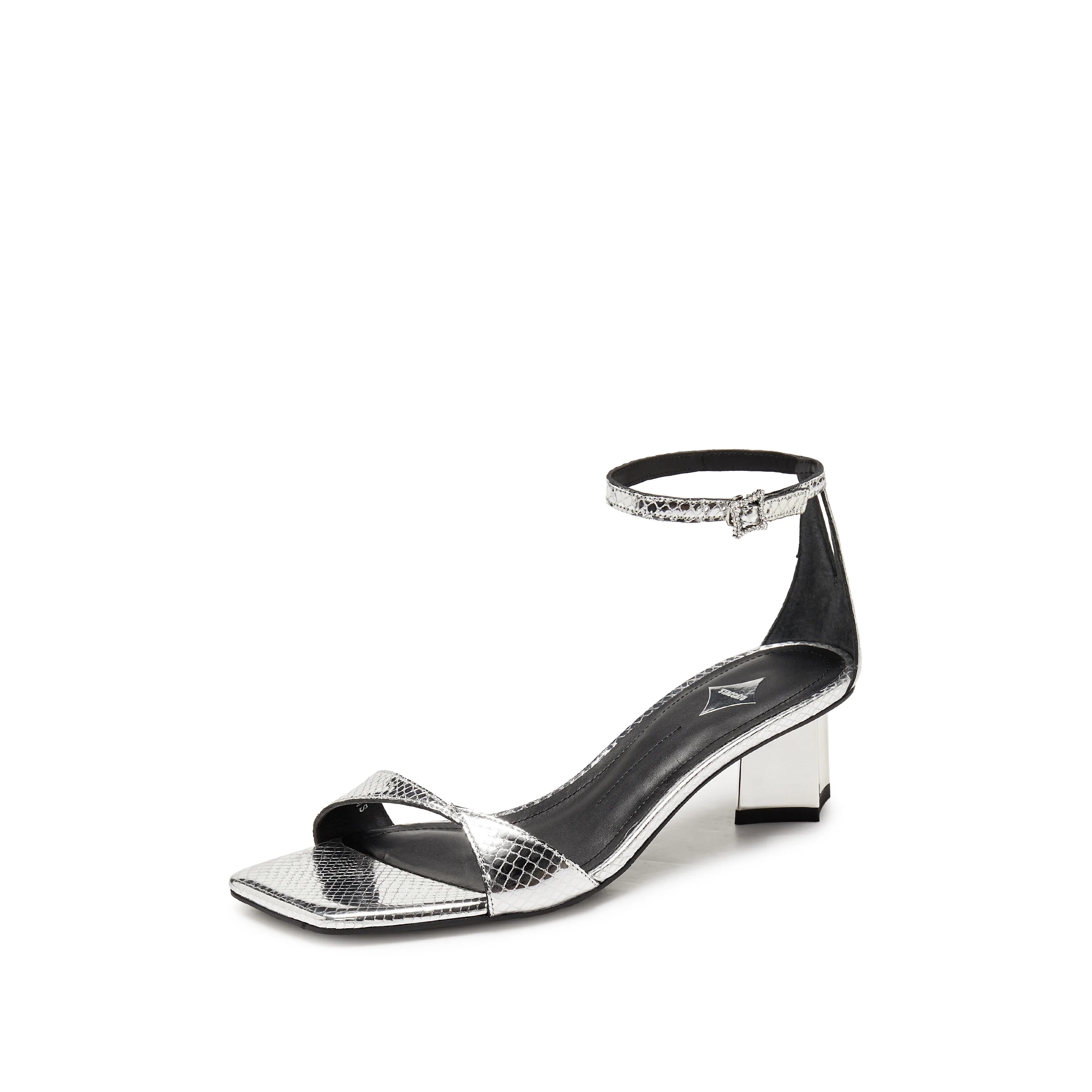 Sandals - Beige Ankle Strap Block Heeled Sandals EBI49 - Image 5