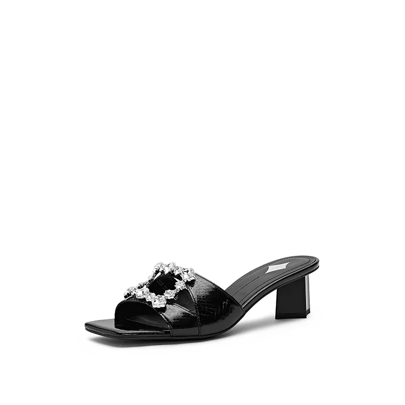 Sandals - Chunky Low Block Heeled Slip-On Sandals EBI36 - Image 6