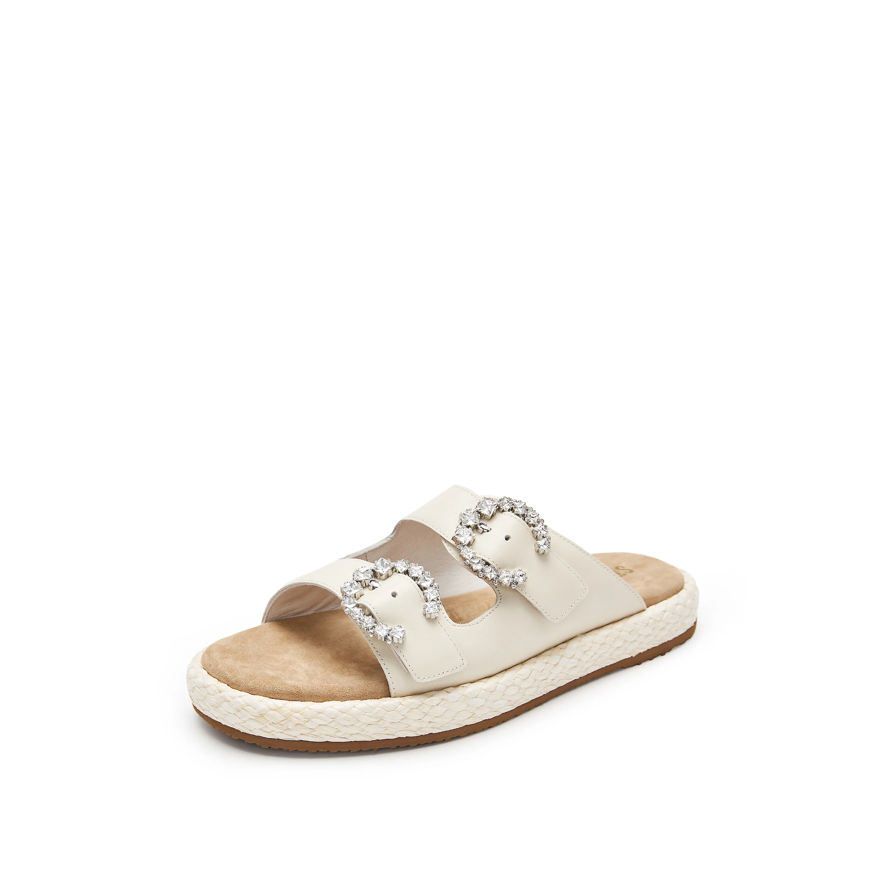 Sandals - Forme Weave Crystal Buckle Straps Straw Sandals EF001 - Image 5