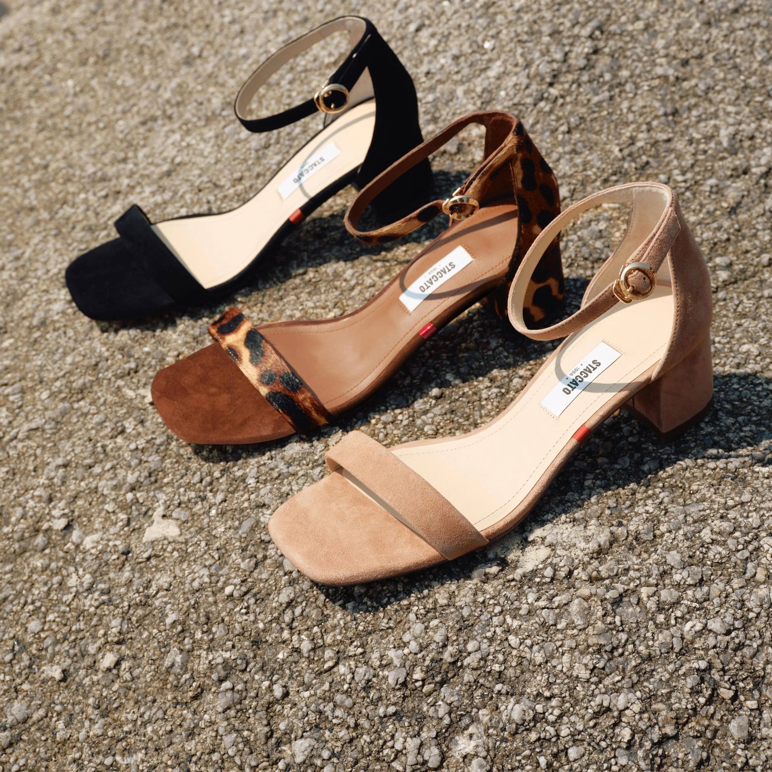 Sandals - "Marguerite" Leather Wide-Strap Heels EBI02 - Image 7