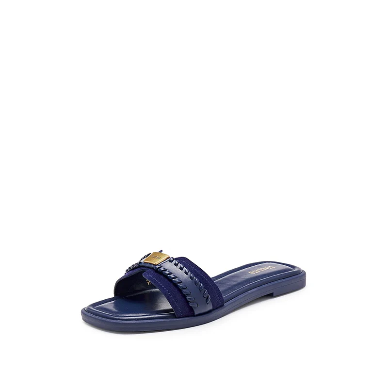 Sandals - Tropic Lush Square Open Toe Braided Slide Sandals EEQ06 - Image 8