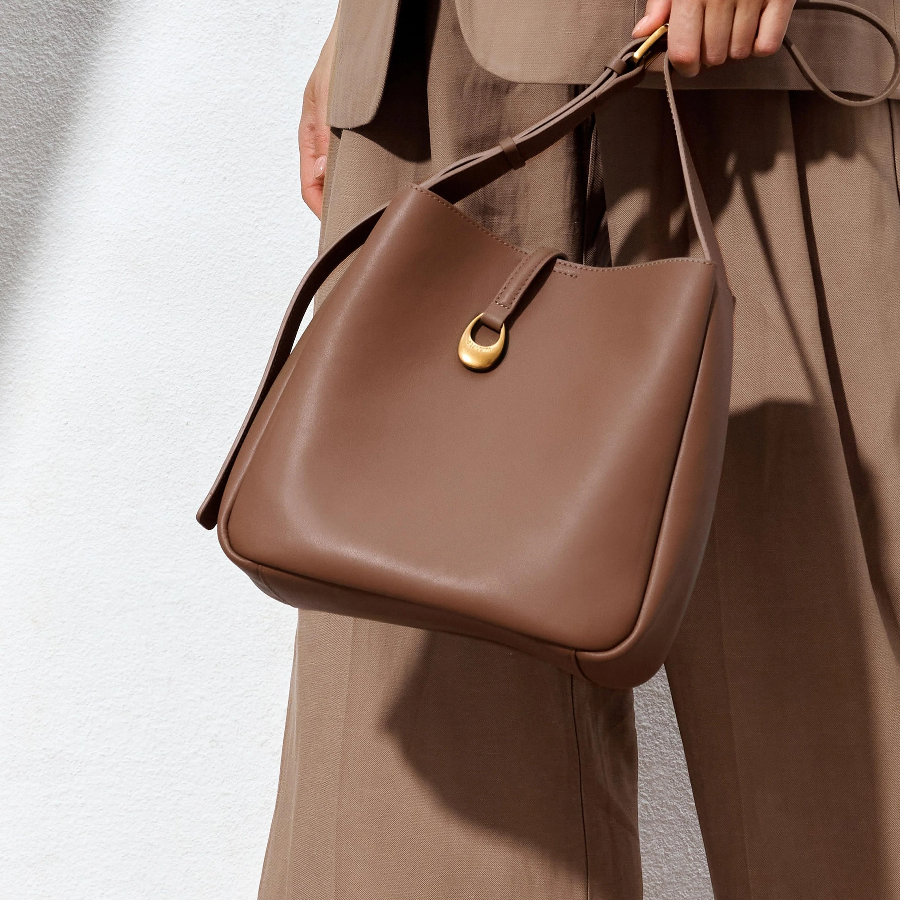 Shoulder Bag - Minimalist Cream Hobo Shoulder Bag X8210 - Image 5