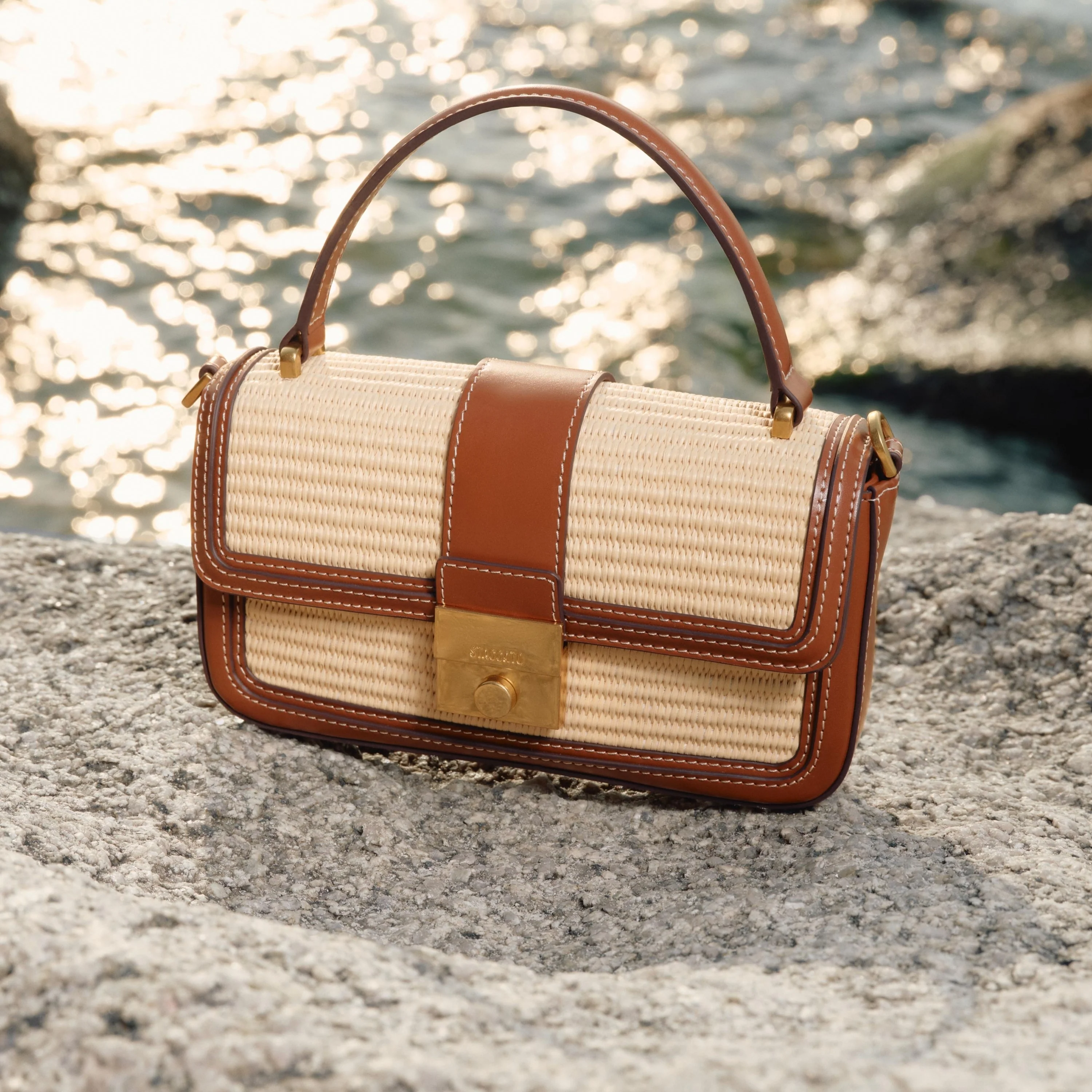 Shoulder Bag - Natural Woven Straw Square Retro Crossbody X8216 - Image 3