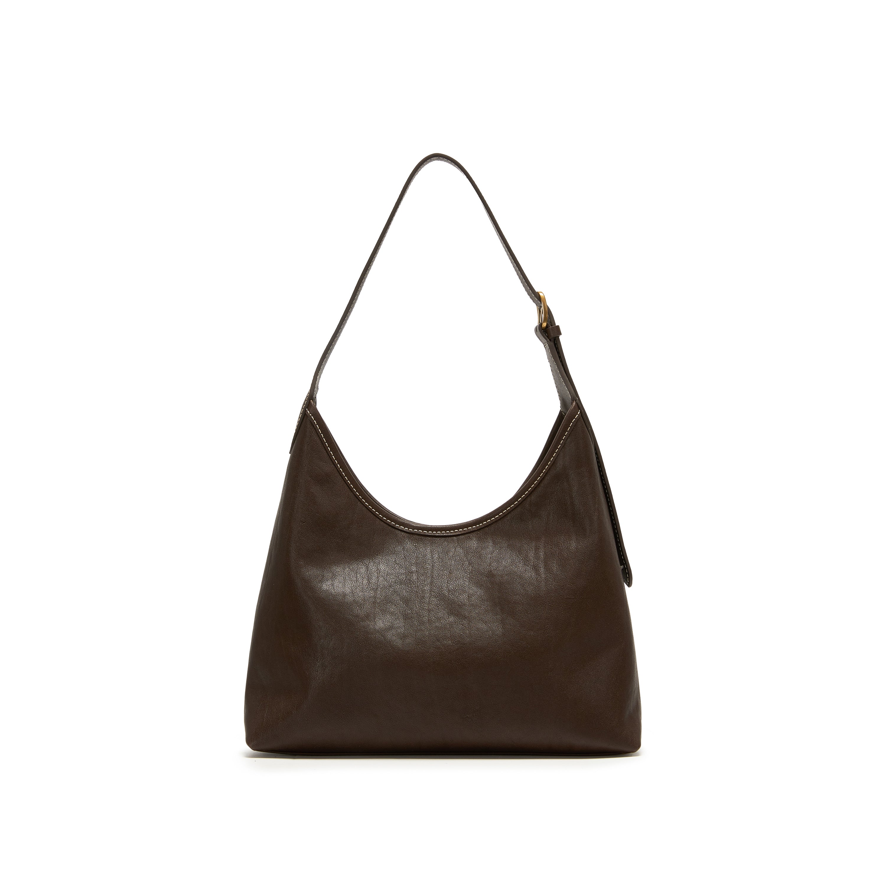 Shoulder Bag - Vintage Dark Brown Leather Hobo Bag with Beaded Charm X8349 - Image 3