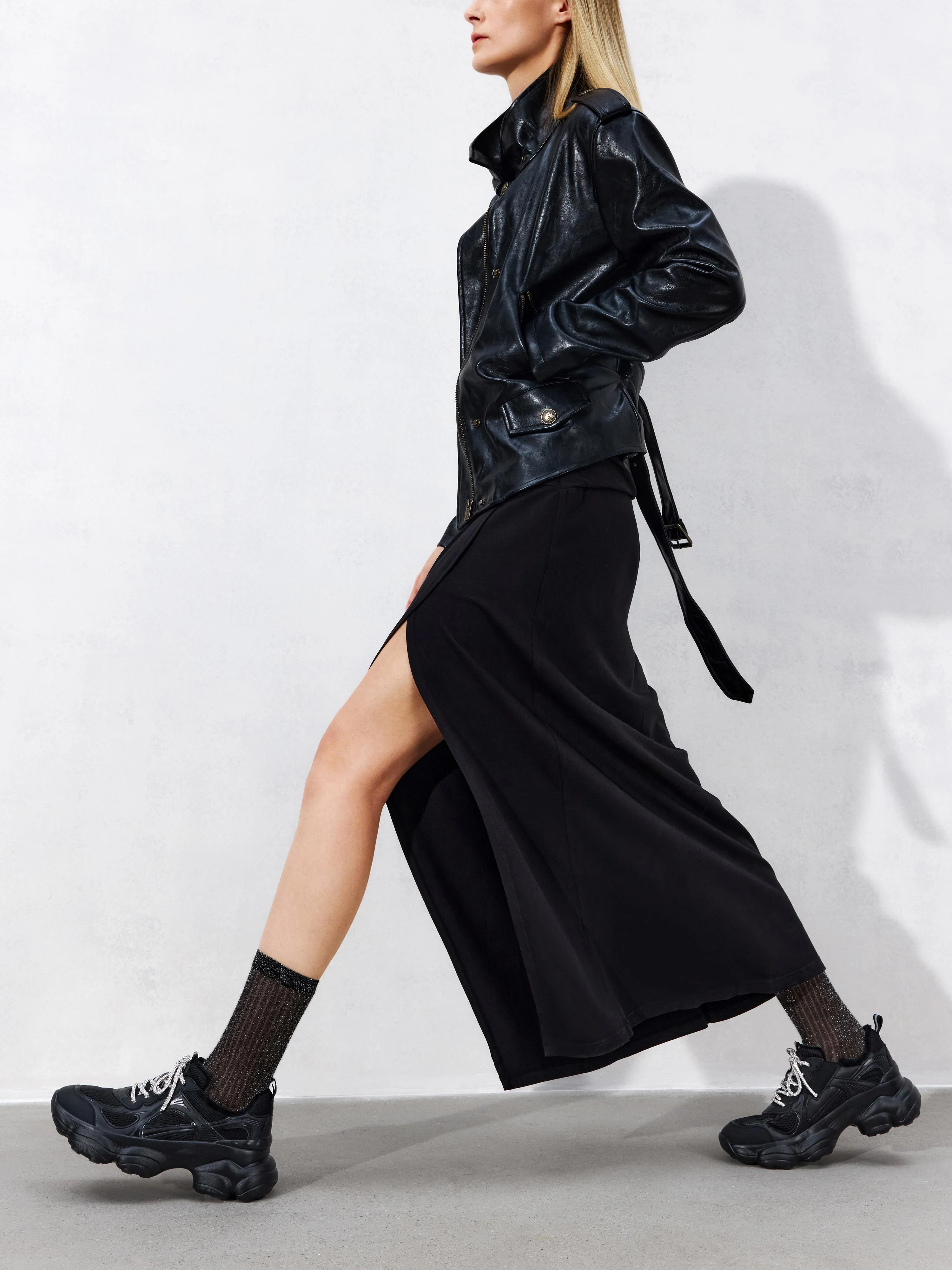 Sneakers - Black Glitter Lace Up Chunky Sole Sneakers ECE85 - Image 4