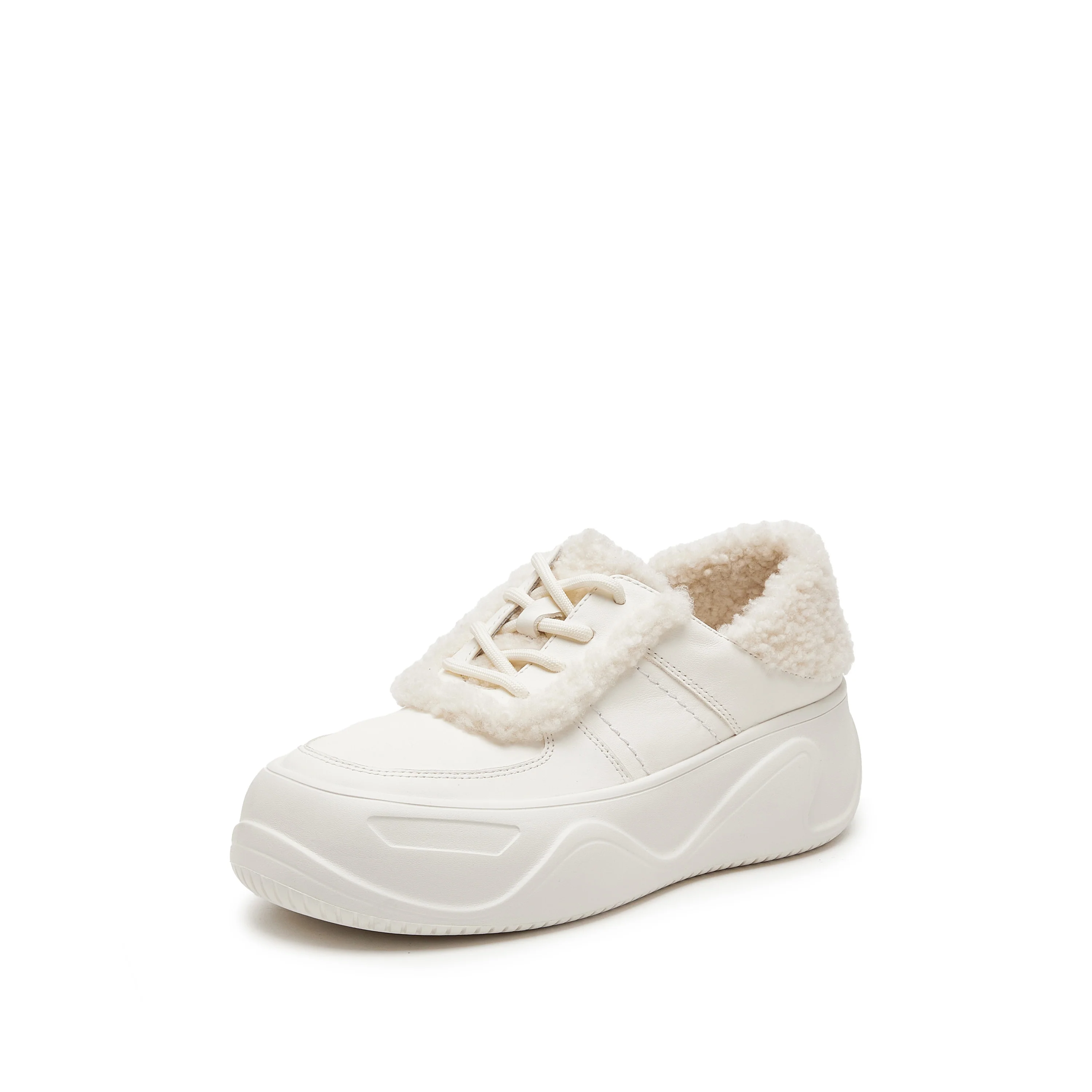 Sneakers - Cozy Fur Lined Platform Sneakers H9952 - Image 7