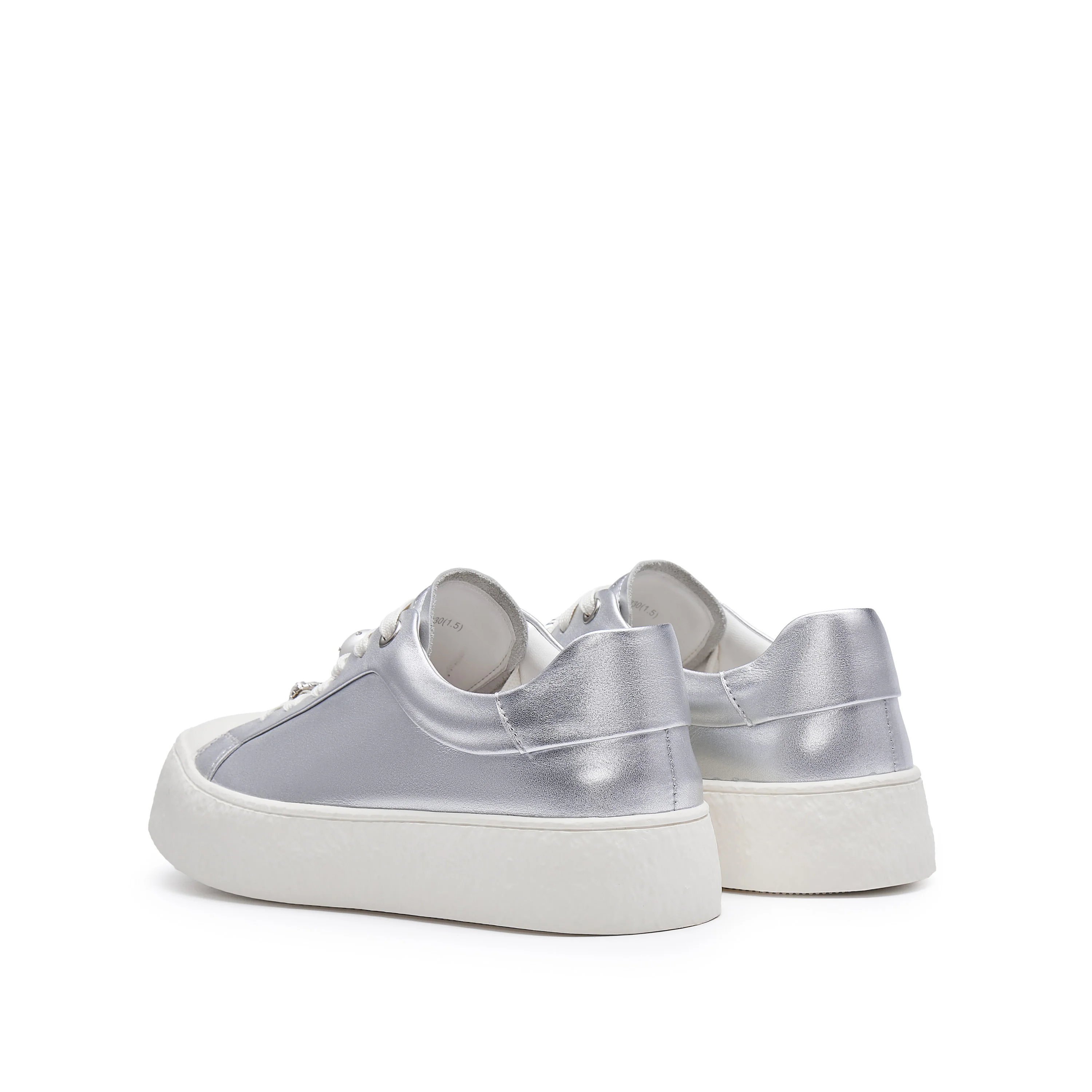 Sneakers - Crystal Pearl Lace-Up Platform Sneakers F1382 - Image 4