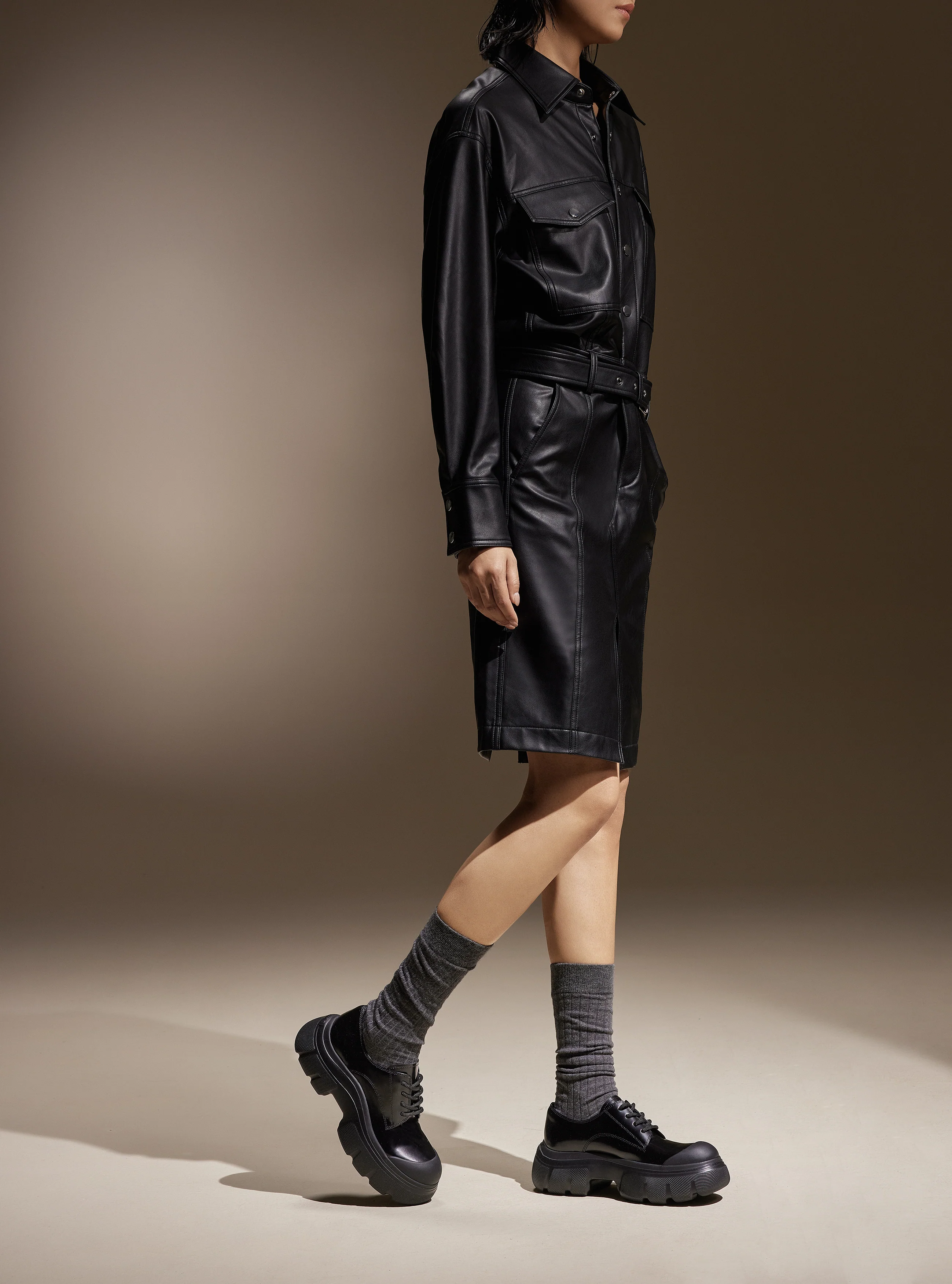 Sneakers - Leather Platform Oxford Style Sneakers ESF15 - Image 5