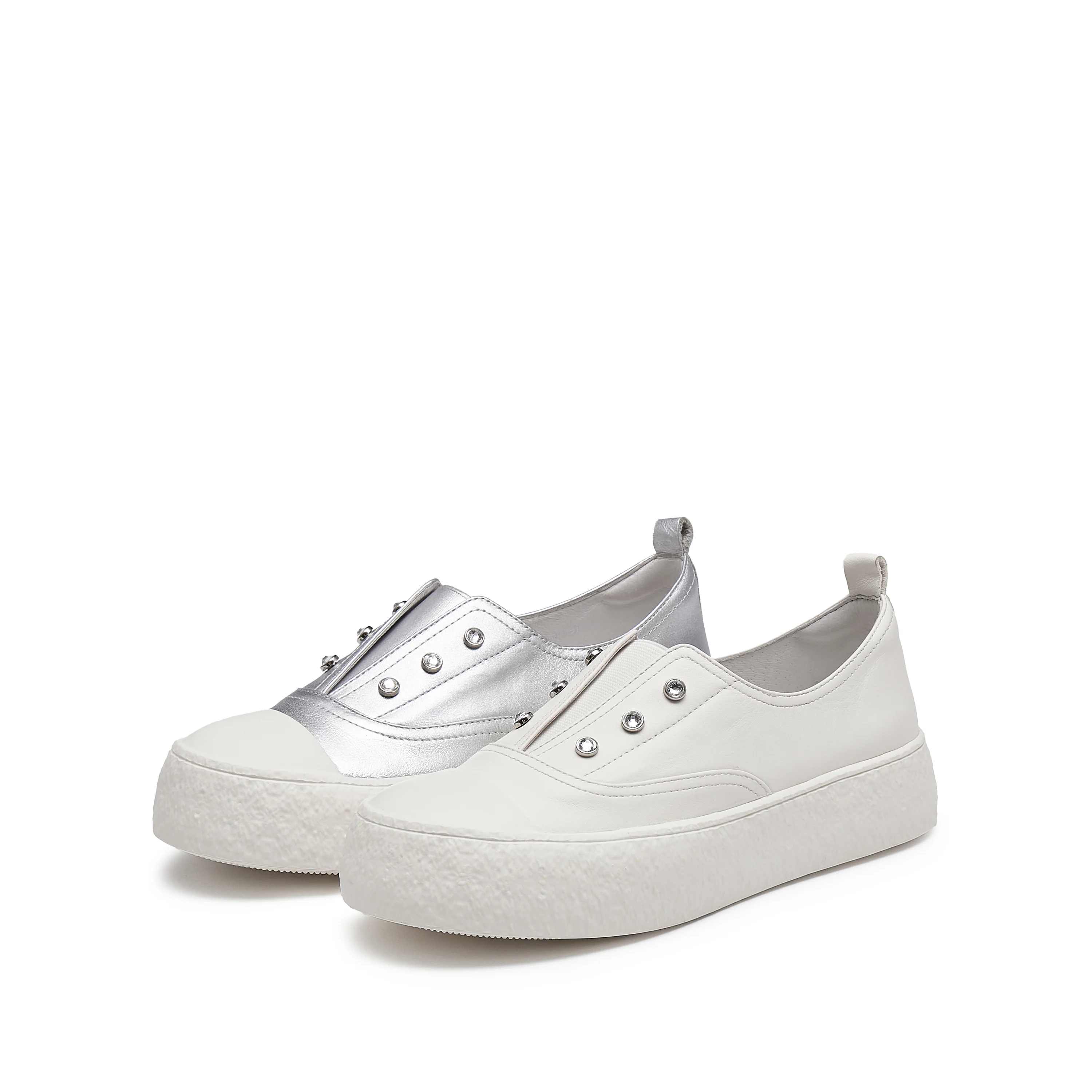 Sneakers - Leather Slip-On Sneakers F1386 - Image 4